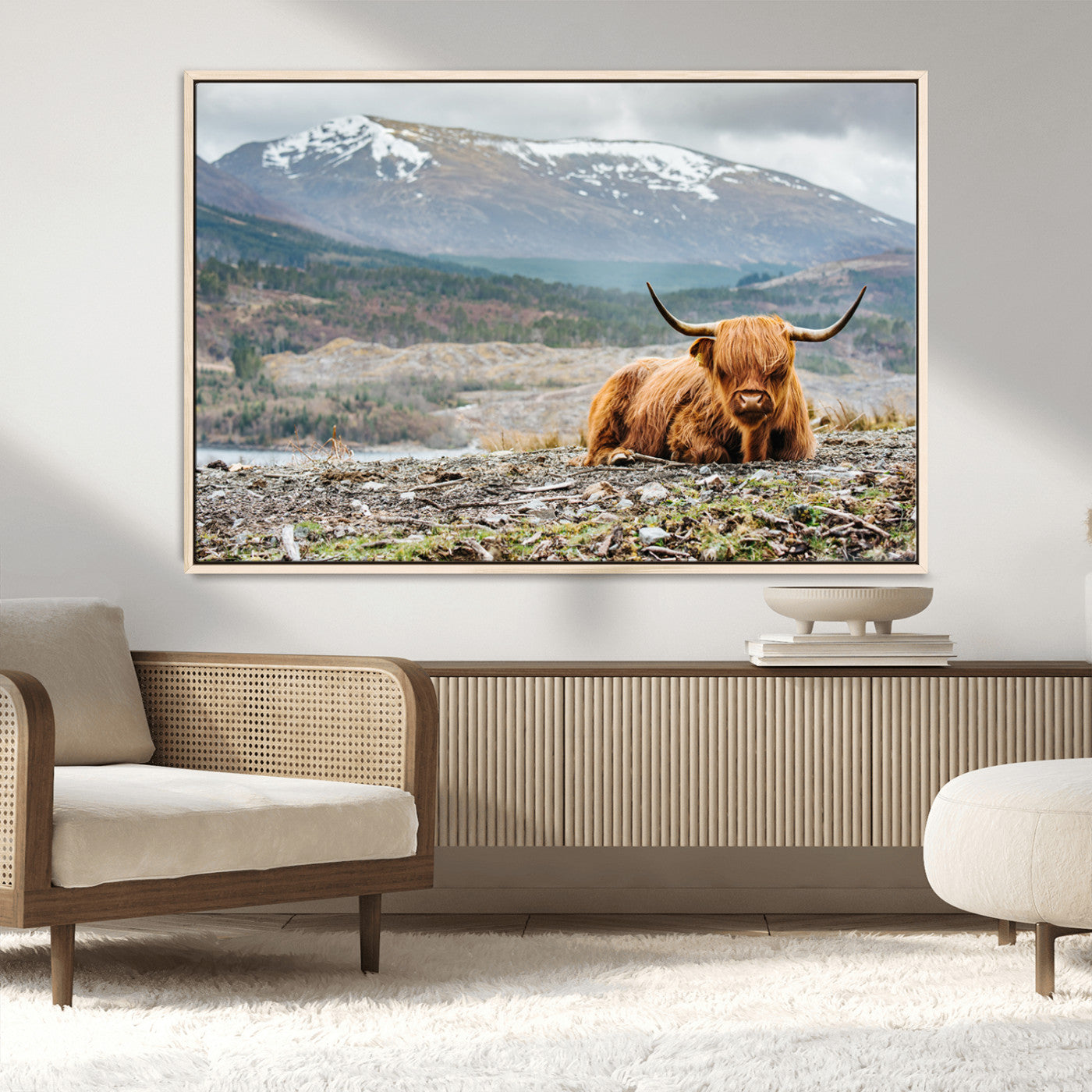 -Highland Cow Horn Farm Wall Art Canvas Print