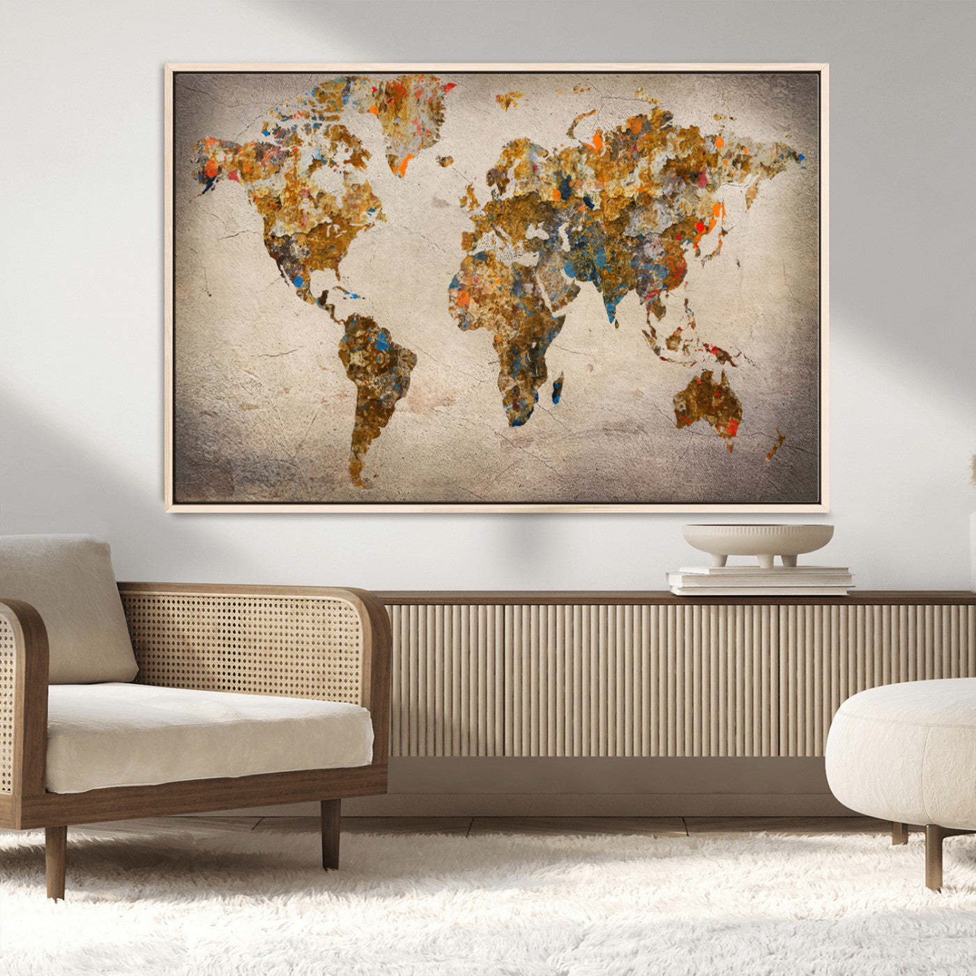 MGV-FC-36X24 - Push Pin World Map Canvas Print – Framed Wall Art for Couples to Track Their Travels – Anniversary