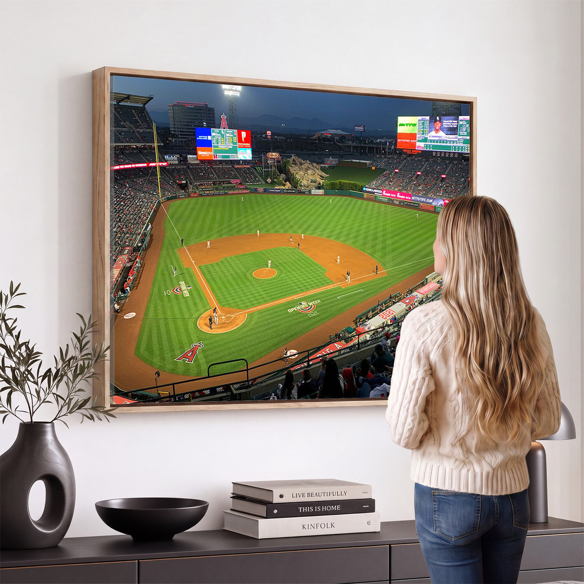 93707-MGV-CV-36X24 - Angel Stadium Aerial Canvas Print | Los Angeles Angels Baseball
