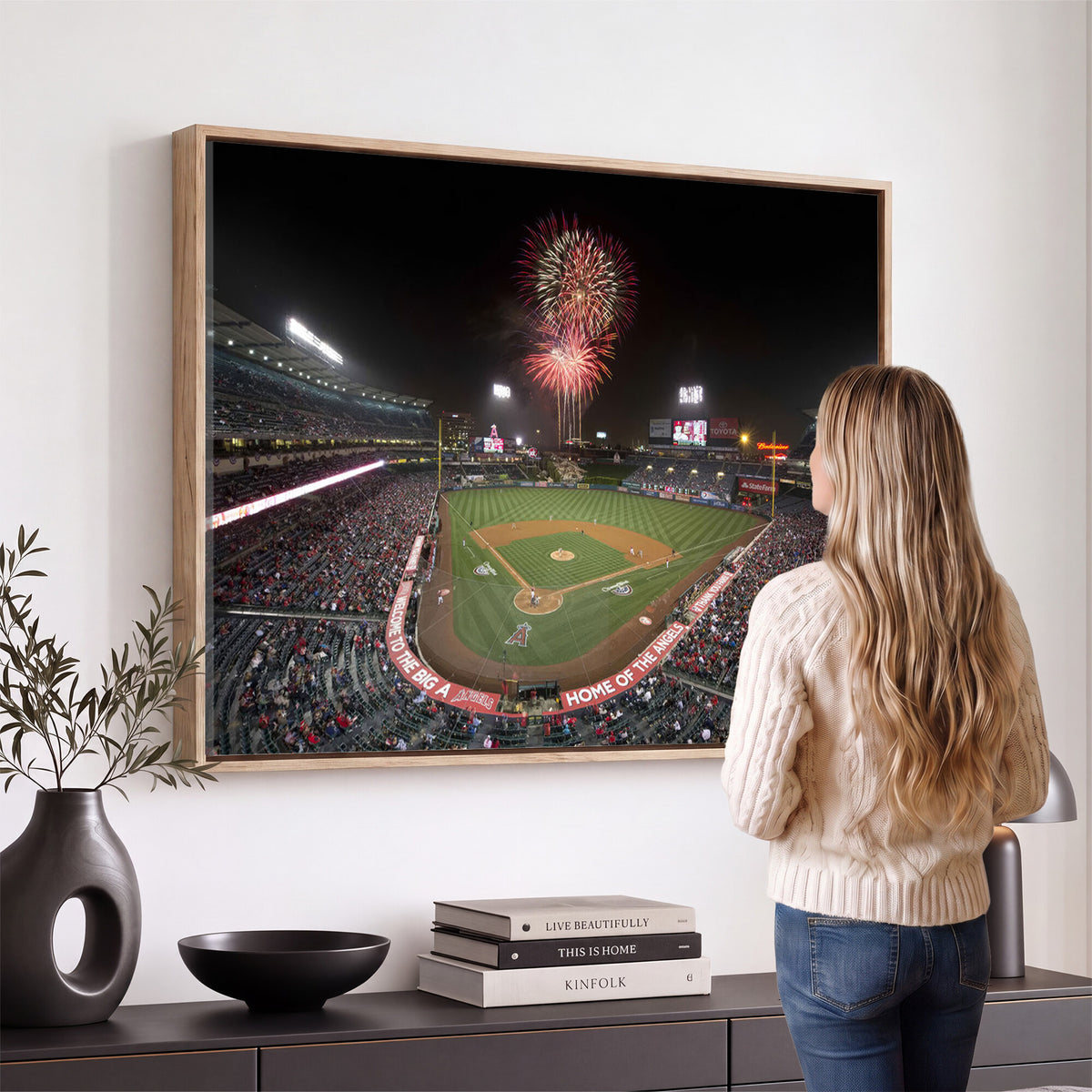 63592-MGV-CV-36X24 - Angel Stadium in Los Angeles Stadium Wall Art Canvas Print