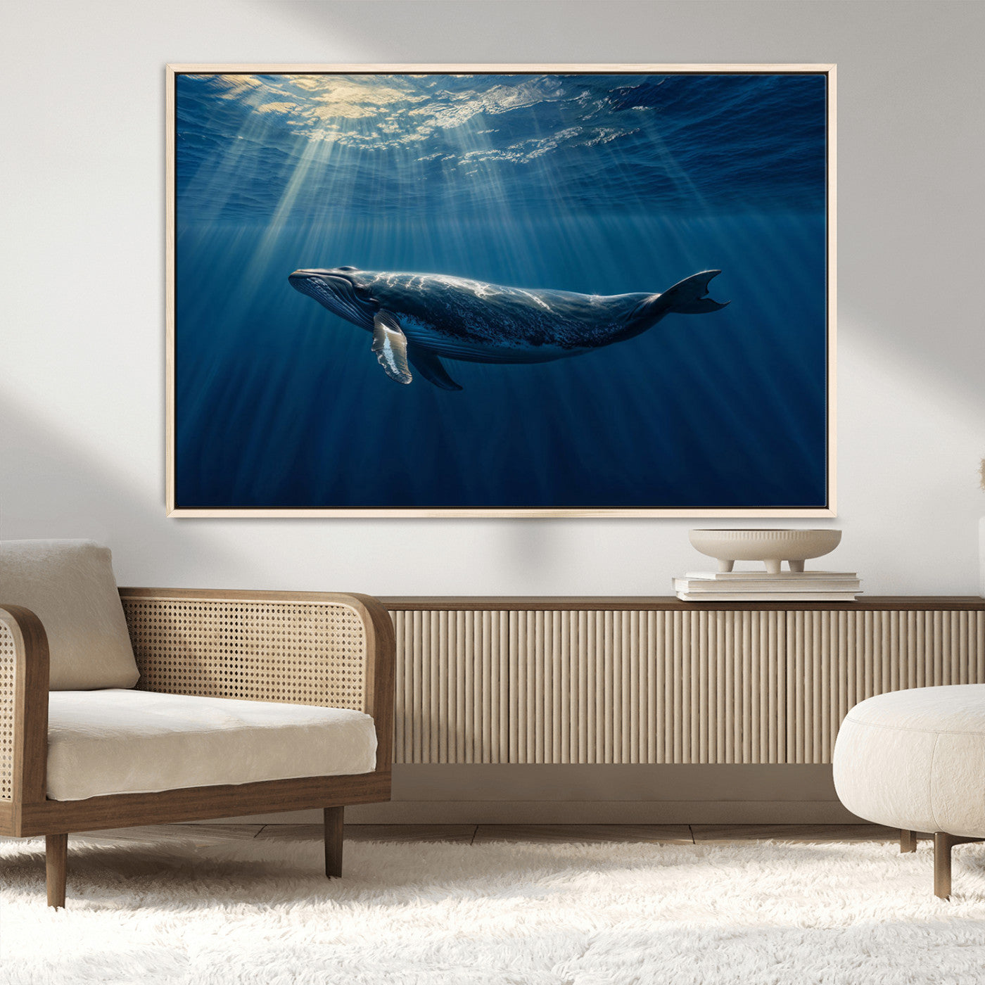 18052-MGV-FC-36X24_Natural-Whale under Ocean Wall Art Canvas Print