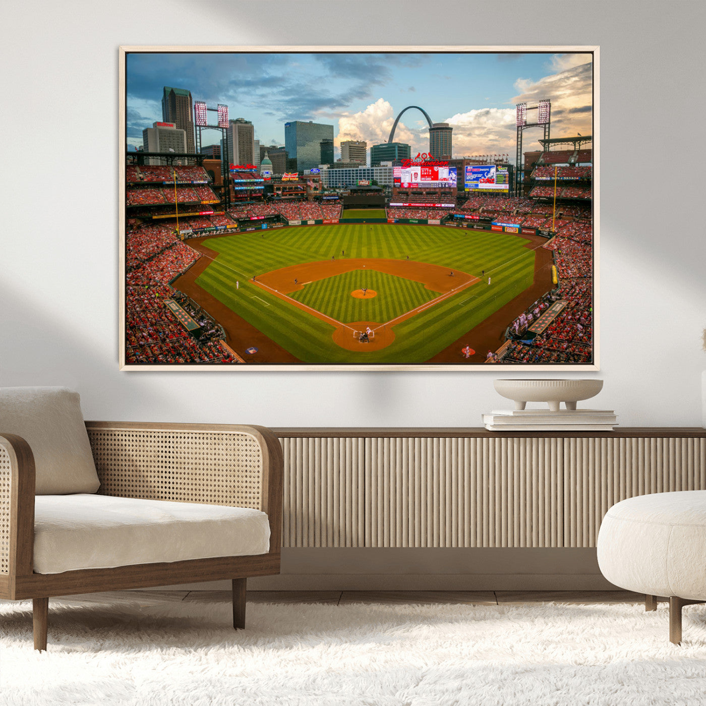 MGV-FC-36X24 - Busch Stadium Wall Art Print | St. Louis Cardinals Baseball Stadium Canvas Print | Framed Sports Decor for Living Room, Man Cave Decor