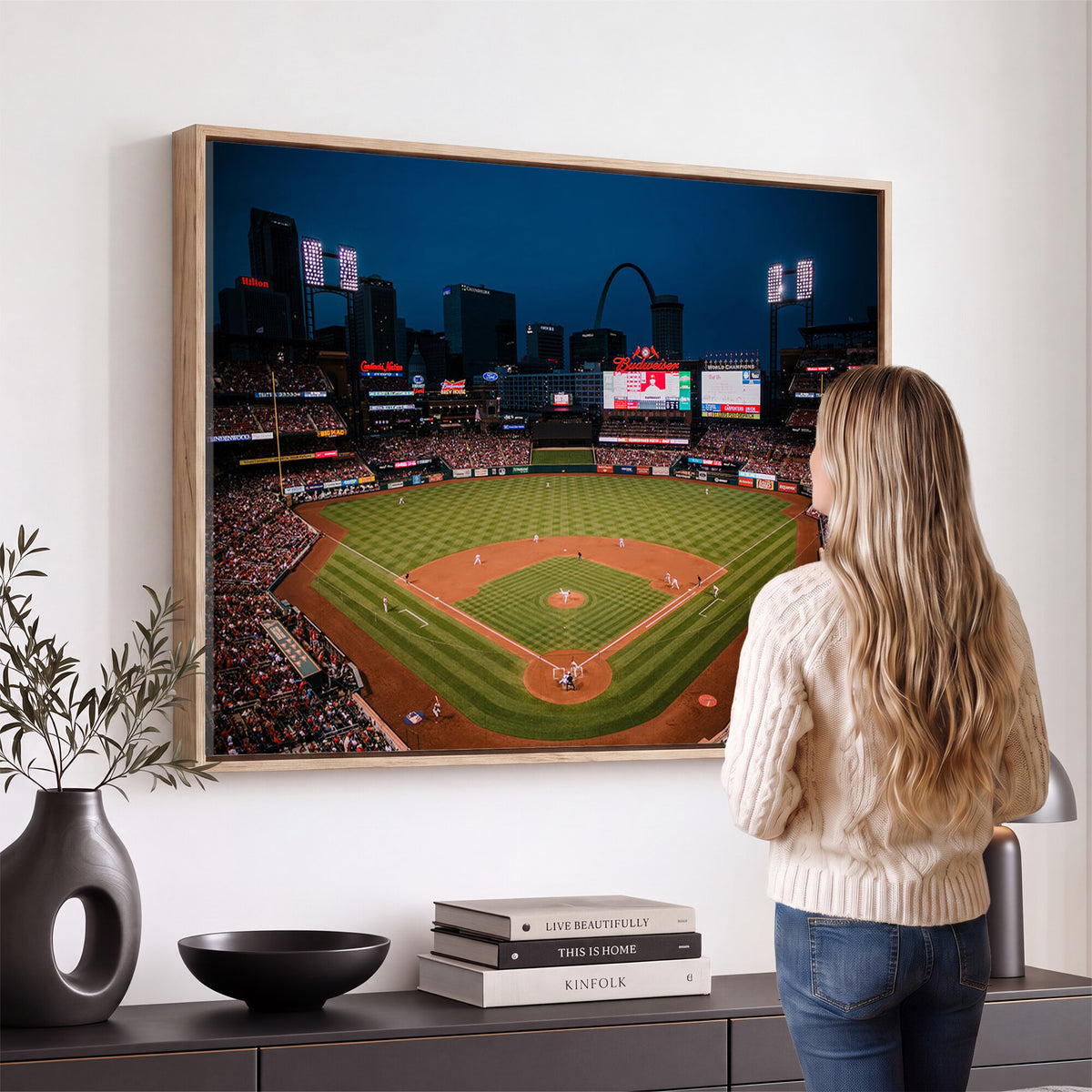 38612-MGV-CV-36X24 - St. Louis Cardinals Baseball Team Print - Busch Stadium Wall Art