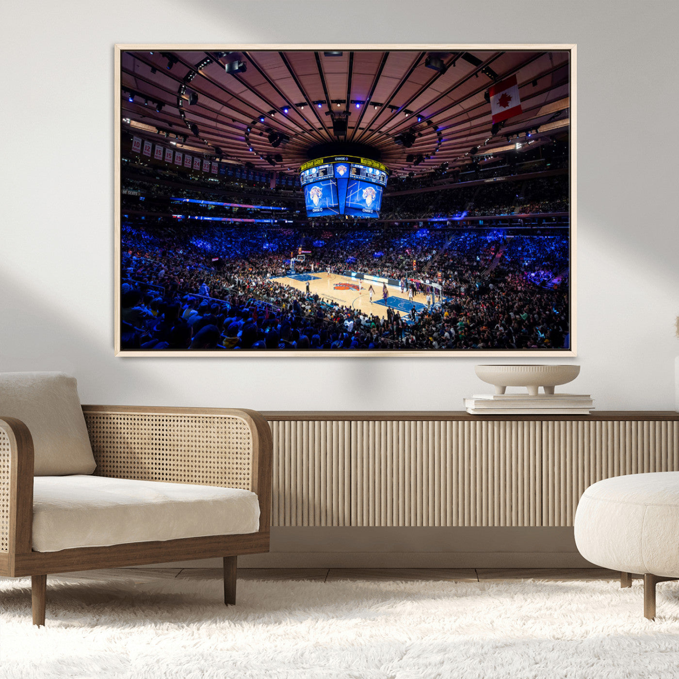 MGV-FC-36X24 - Madison Square Garden Basketball Arena Print - Madison Square Garden Basketball Game Triple Canvas Wall Art - NBA Match Atmosphere
