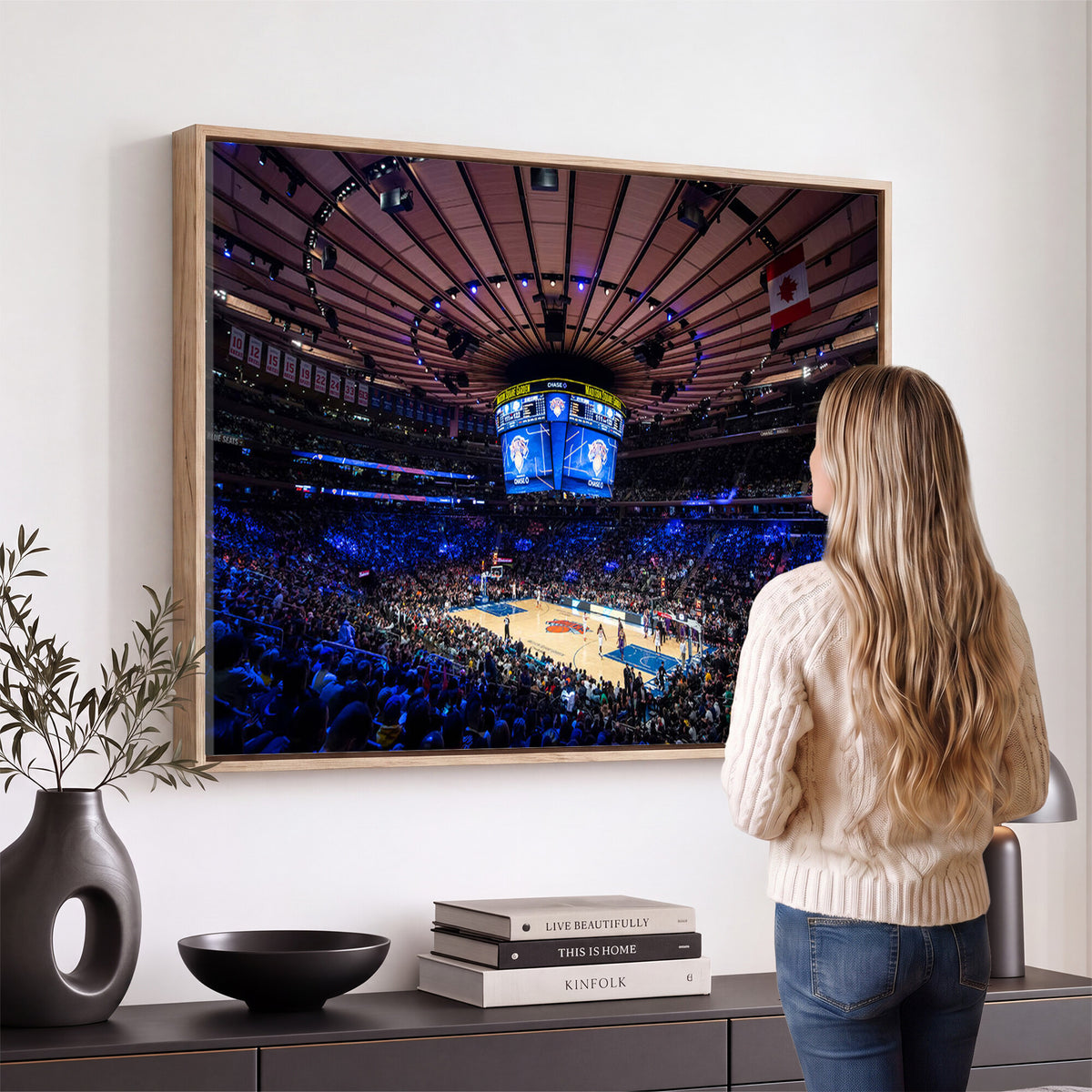 20491-MGV-CV-36X24 - Madison Square Garden Basketball Print Canvas, Basketball Game Triple Canvas Wall Art