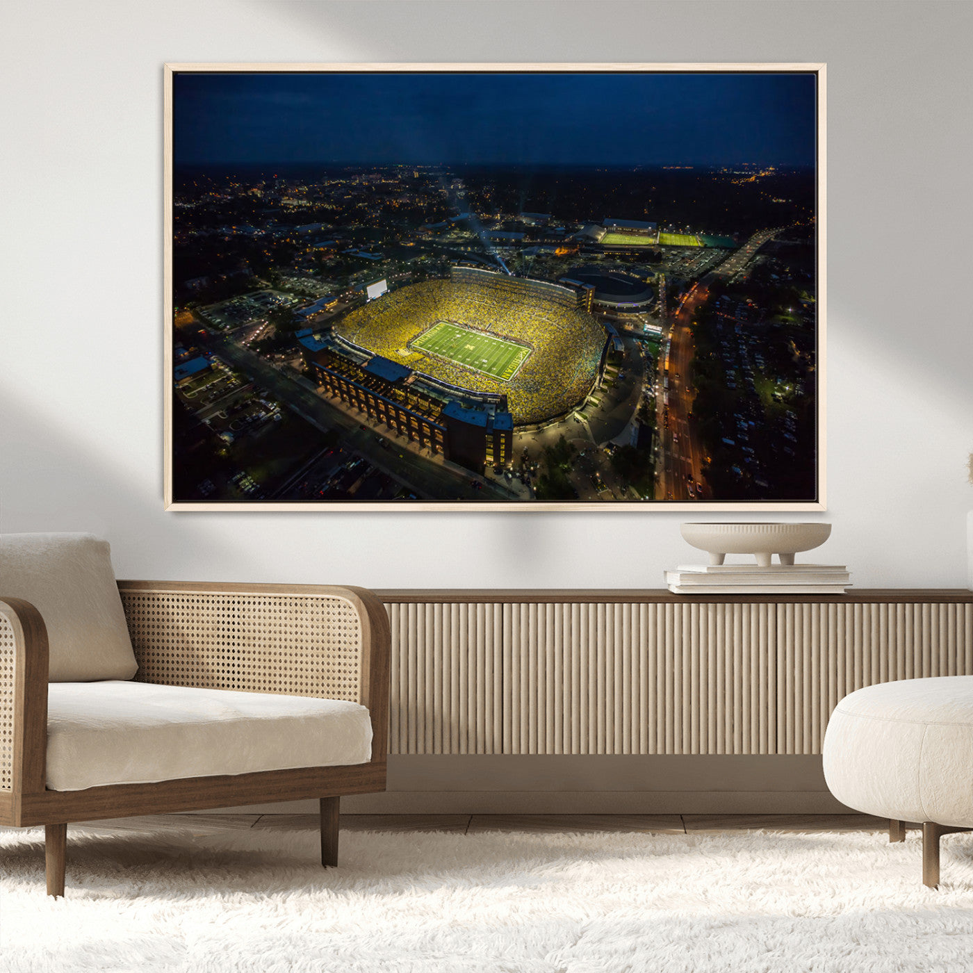 MGV-FC-36X24 - Michigan Wolverines Football Team Print - Michigan Stadium Wall Art Canvas Print