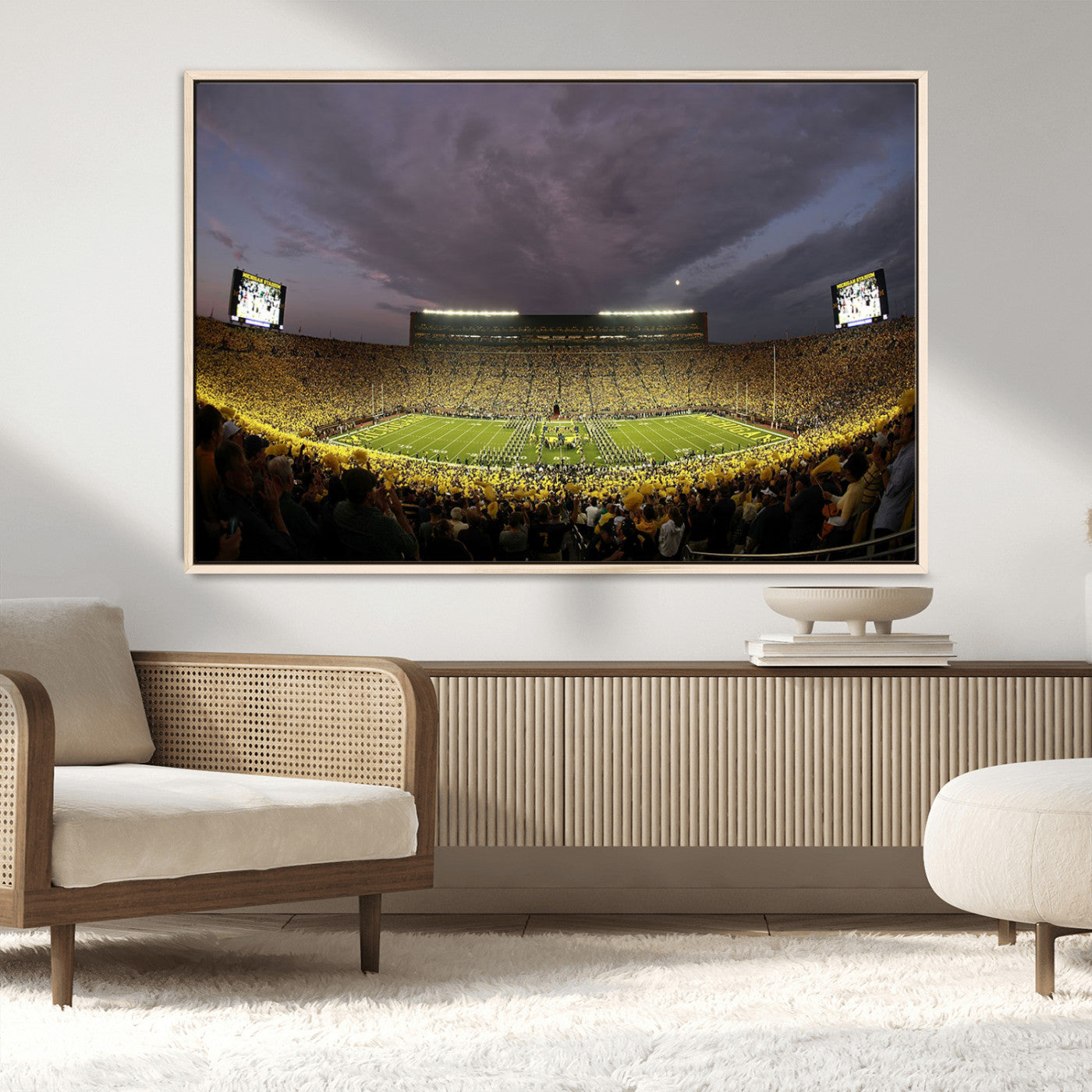 MGV-FC-36X24 - Michigan Wolverines Football Team Print - Michigan Stadium Wall Art Canvas Print