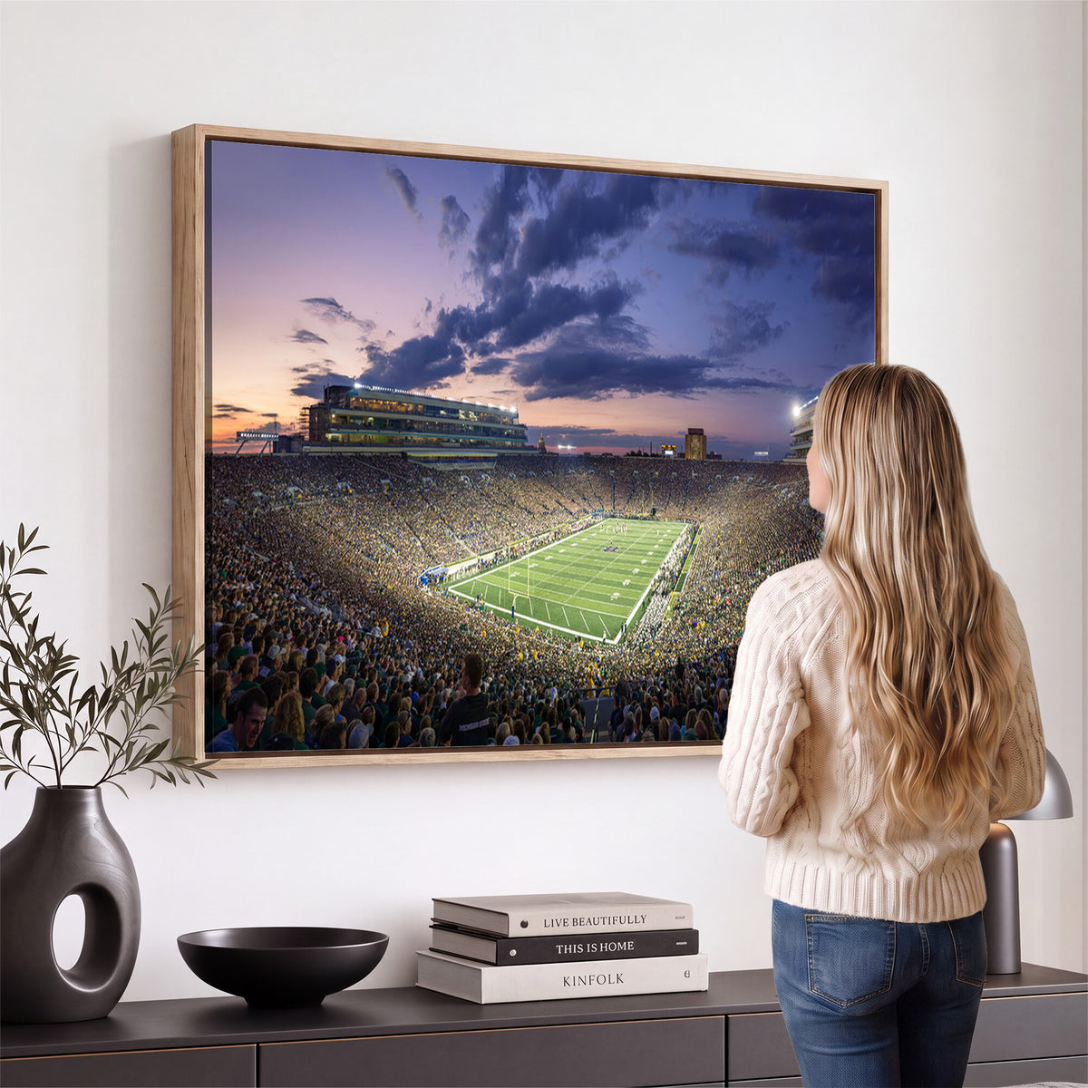 50825-MGV-CV-36X24 - Notre Dame Fighting Irish Football Team Print, Notre Dame Stadium Wall Art Canvas Print