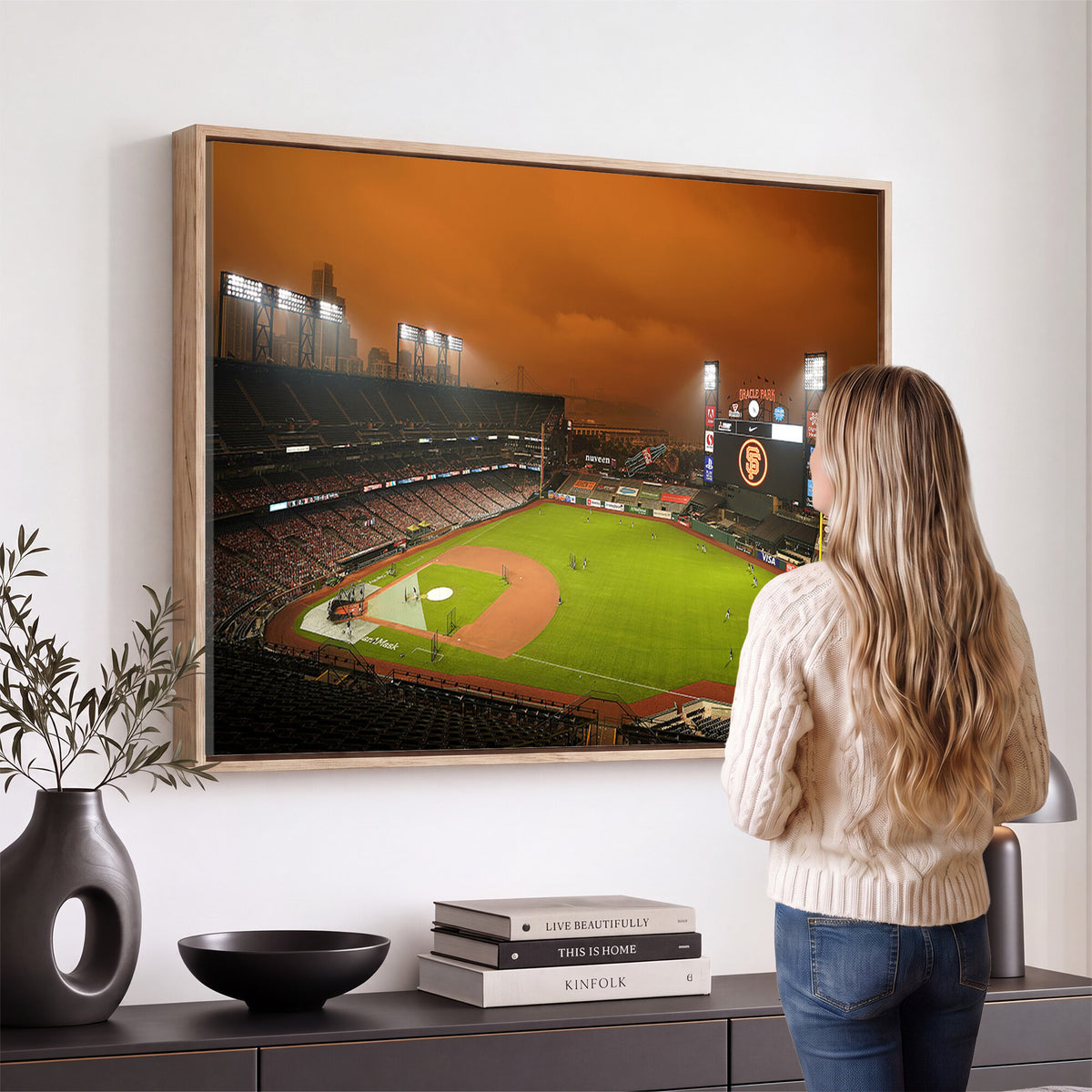 31315-MGV-CV-36X24 - San Francisco Giants Baseball Team Print, Oracle Park Stadium Wall Art Canvas Print
