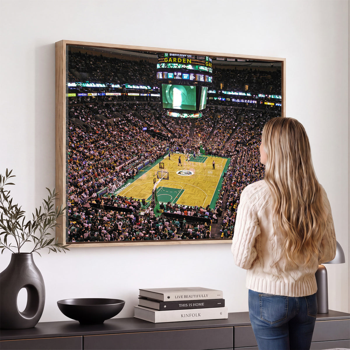 21705-MGV-CV-36X24 - TD Garden Basketball Canvas Wall Art | Boston Celtics Live Action