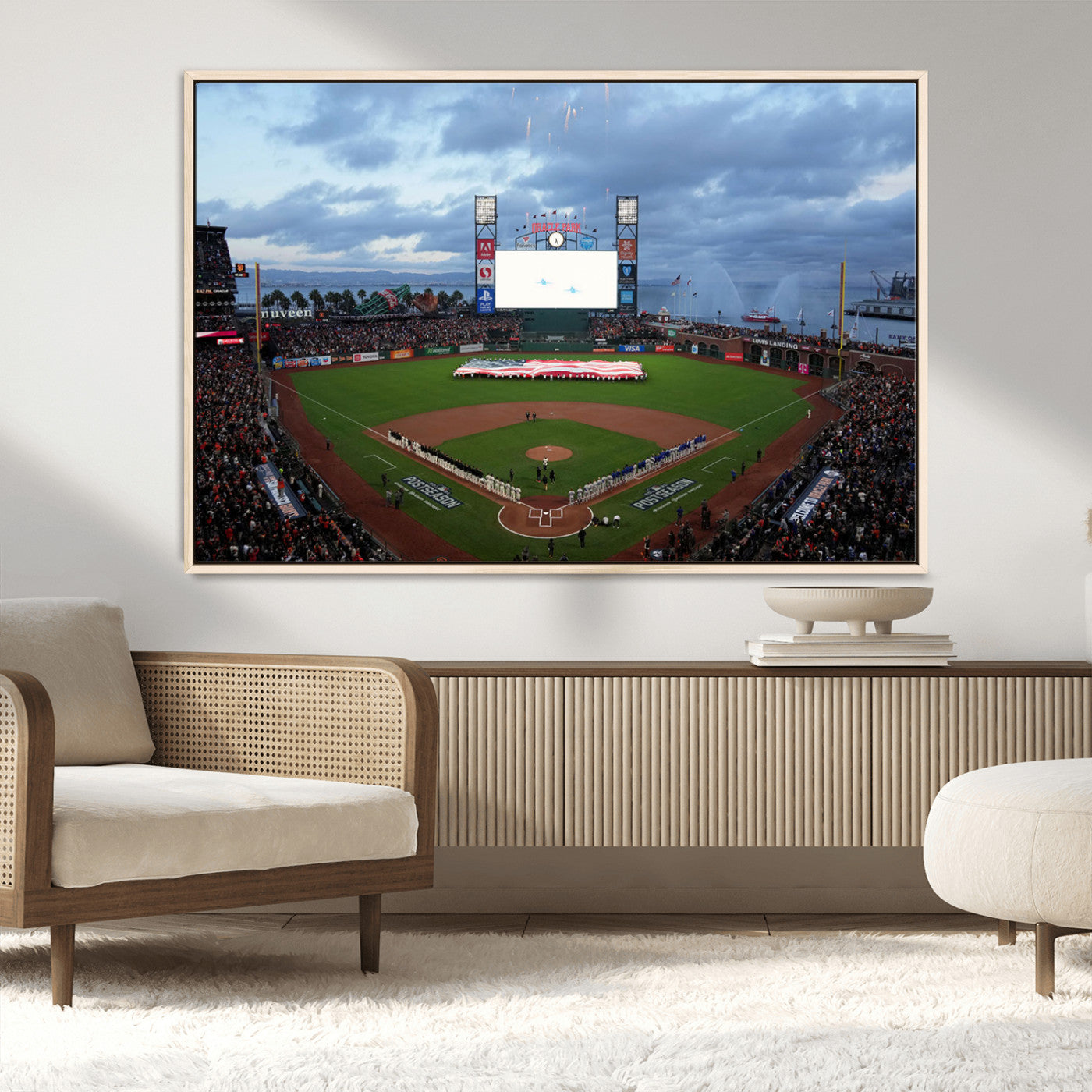 MGV-FC-36X24 - Oracle Park San Francisco Giants Wall Art | 3-Panel Canvas Print of Oracle Park Stadium | Large Framed Baseball Wall Decor | Ready-to-Hang MLB Canvas Print