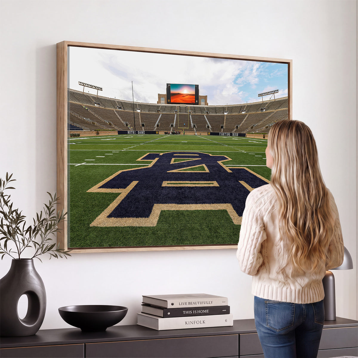 52835-MGV-CV-36X24 - Notre Dame Stadium Giclee Canvas Print | Triptych Wall Art Featuring Iconic Notre Dame Football