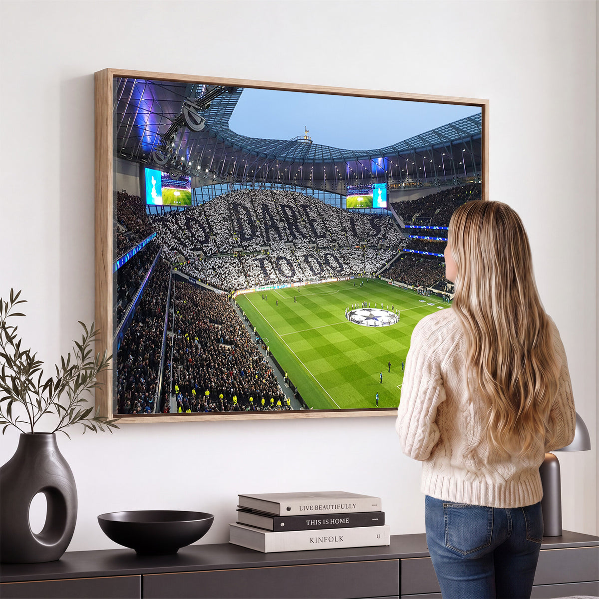 38765-MGV-CV-36X24 - Tottenham Hotspur Stadium Canvas Print, Match Day Triple Canvas Wall Art