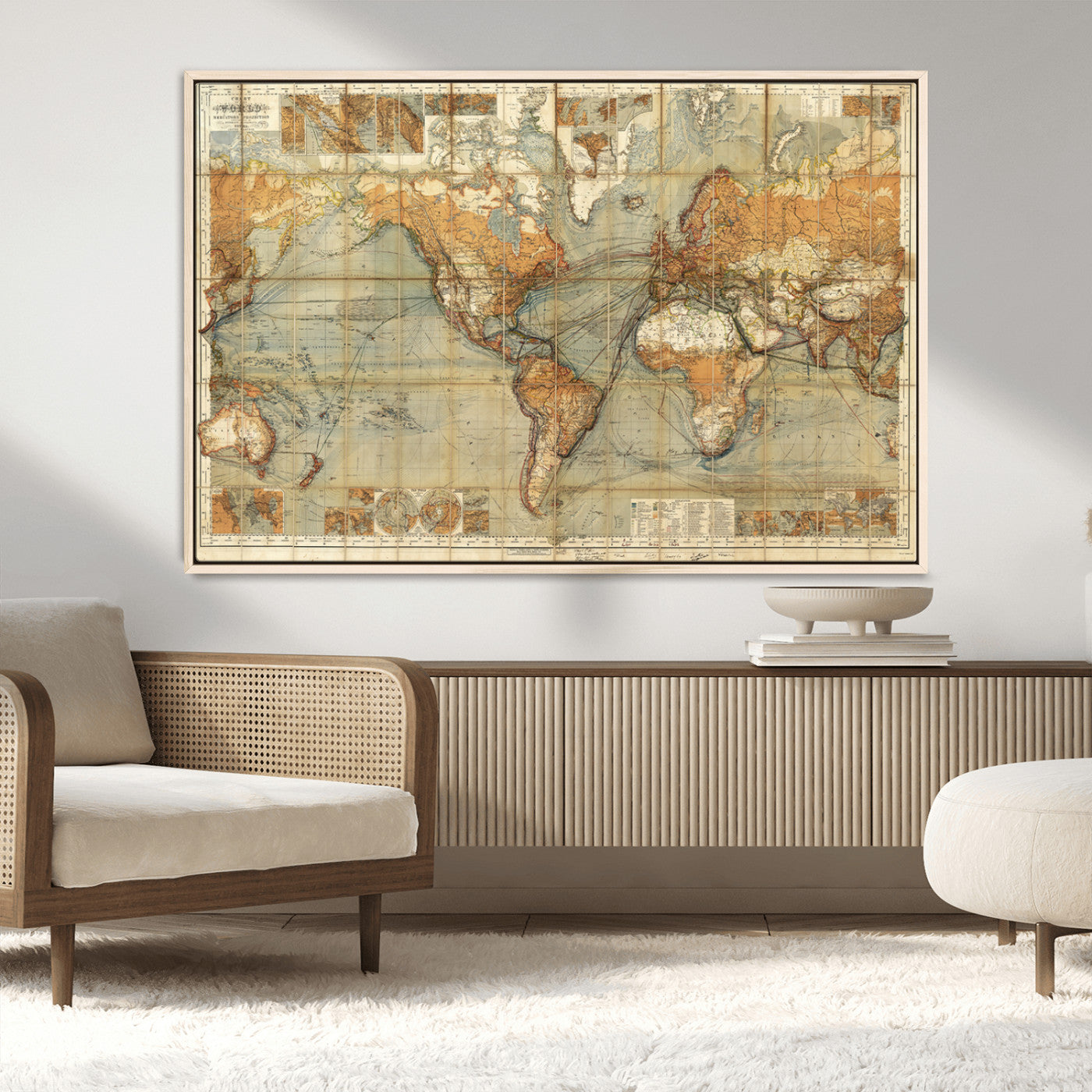 MGV-FC-36X24 - Push Pin World Map Canvas Print – Framed Wall Art for Couples to Track Their Travels – Anniversary