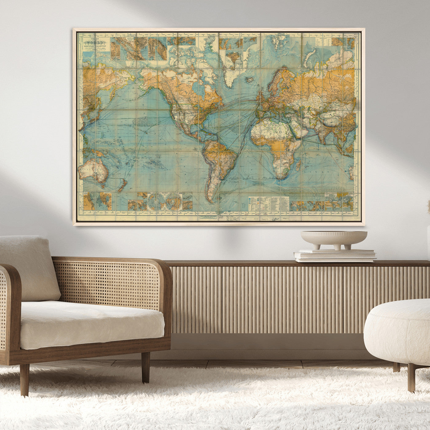 MGV-FC-36X24 - Push Pin World Map Canvas Print – Framed Wall Art for Couples to Track Their Travels – Anniversary