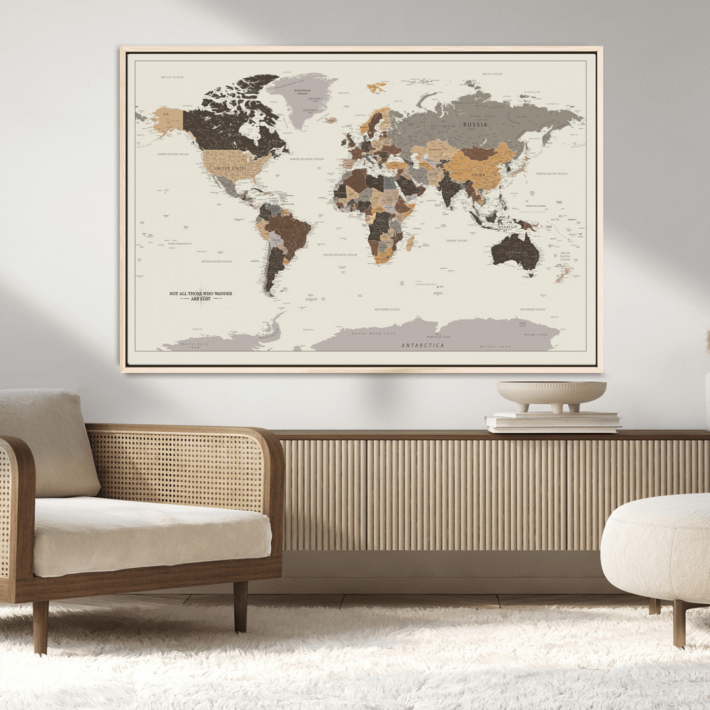 MGV-FC-36X24 - Push Pin World Map Canvas Print – Framed Wall Art for Couples to Track Their Travels – Anniversary