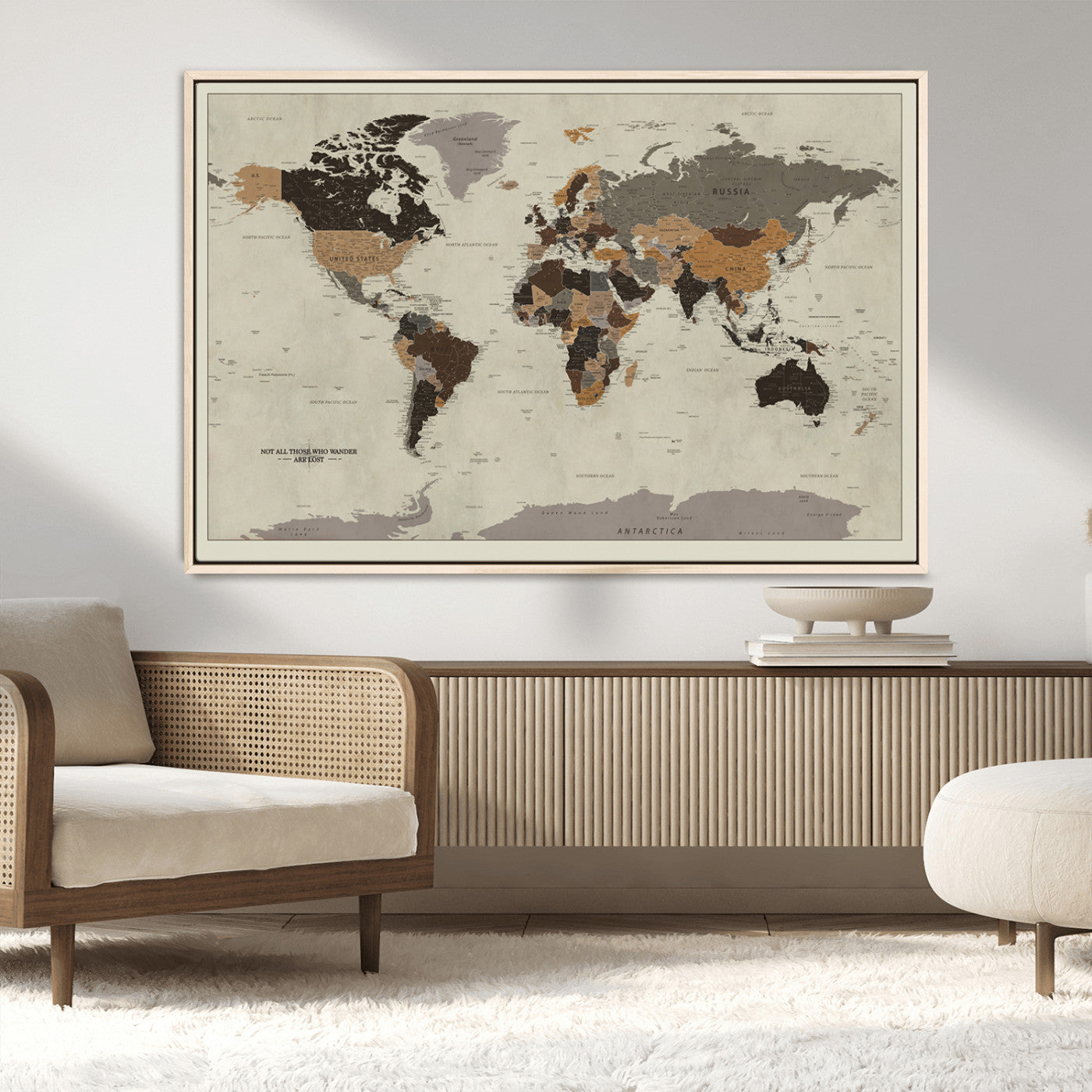 MGV-FC-36X24 - Push Pin World Map Canvas Print – Framed Wall Art for Couples to Track Their Travels – Anniversary