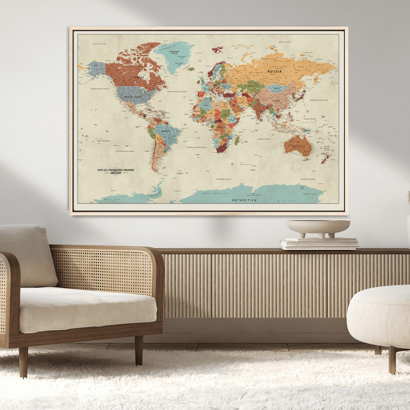 MGV-FC-36X24 - Push Pin World Map Canvas Print – Framed Wall Art for Couples to Track Their Travels – Anniversary
