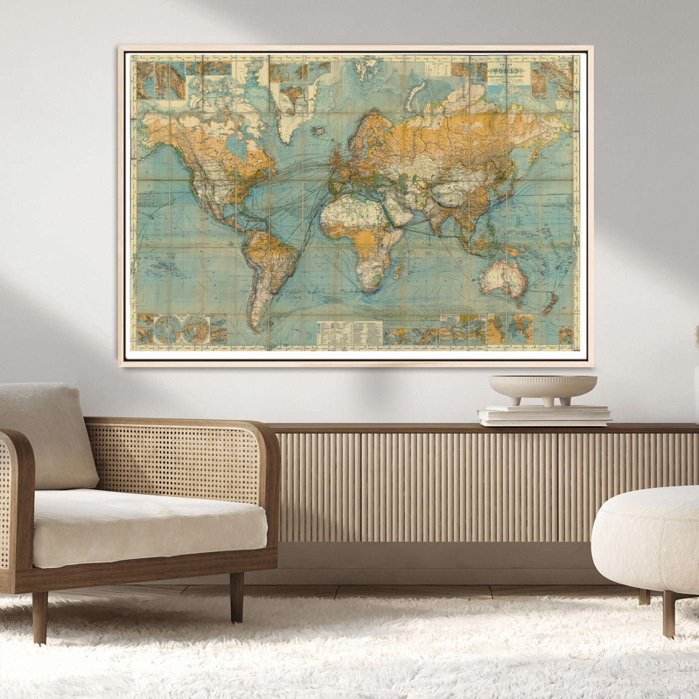 MGV-FC-36X24 - Push Pin World Map Canvas Print – Framed Wall Art for Couples to Track Their Travels – Anniversary