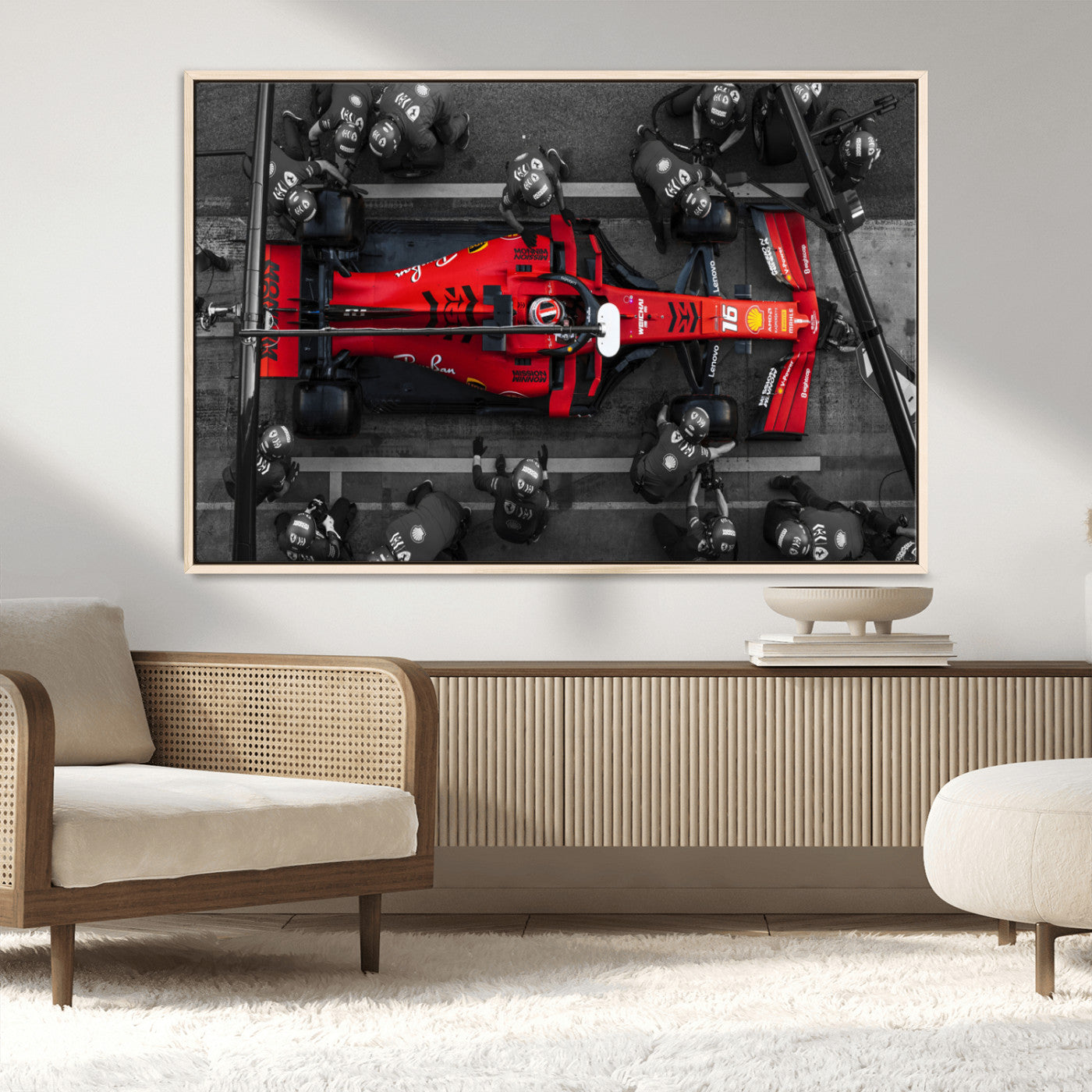 MGV-FC-36X24 - Ferrari Pit Stop Canvas Wall Art – Precision and Speed Captured in Bold Motorsport Imagery – Ready