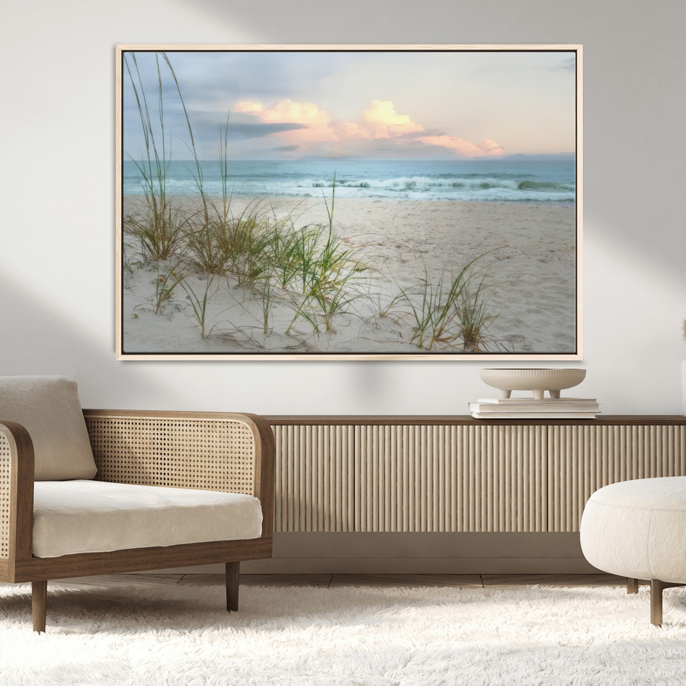 MGV-FC-36X24 - Flight Over Coastal Beach Landscape, Flight Over Coastal Beach Print Canvas Wall Art