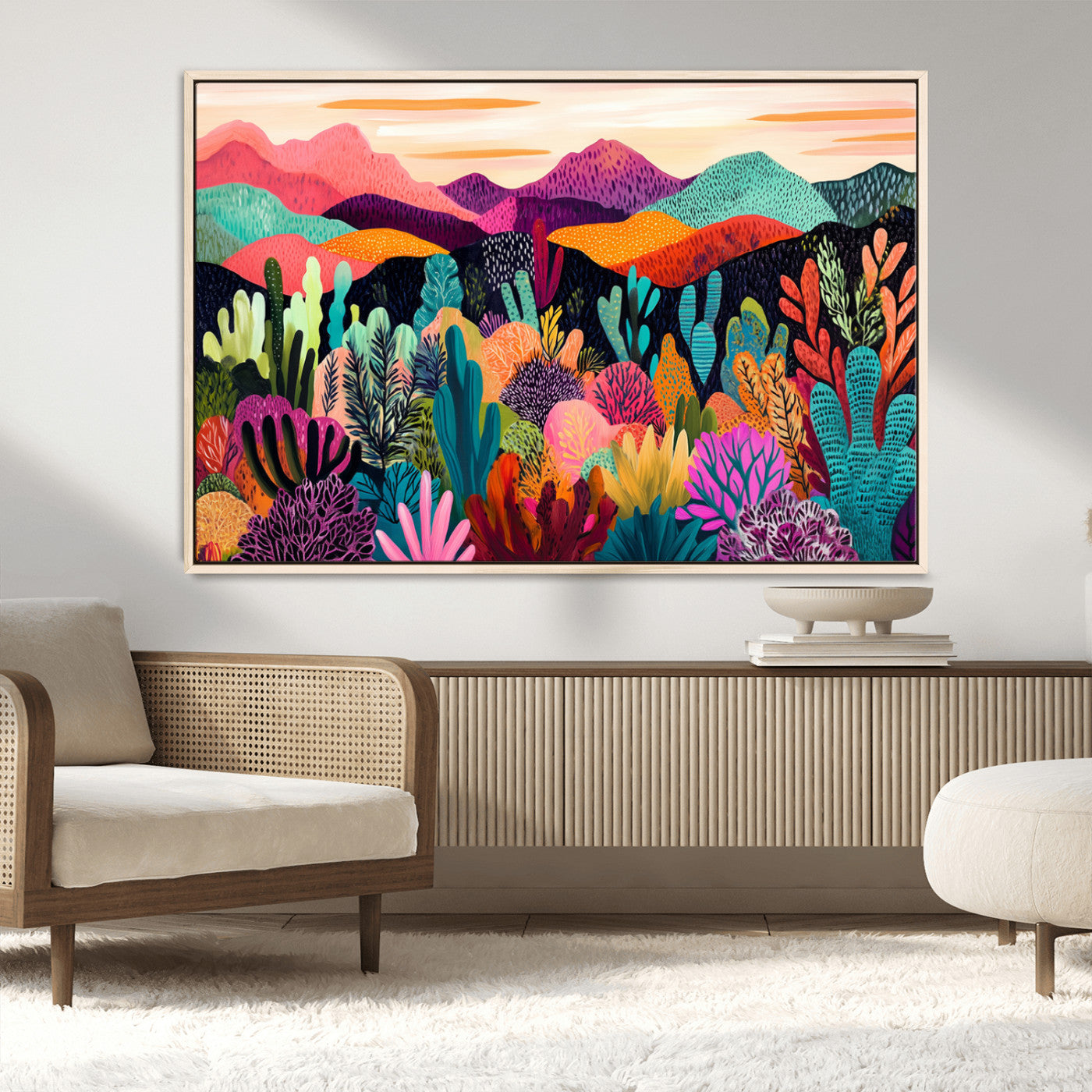 MGV-FC-36X24 - Abstract Kusama Print - Landscape Canvas Wall Art Print - Vibrant Modern Decor for Living Room,
