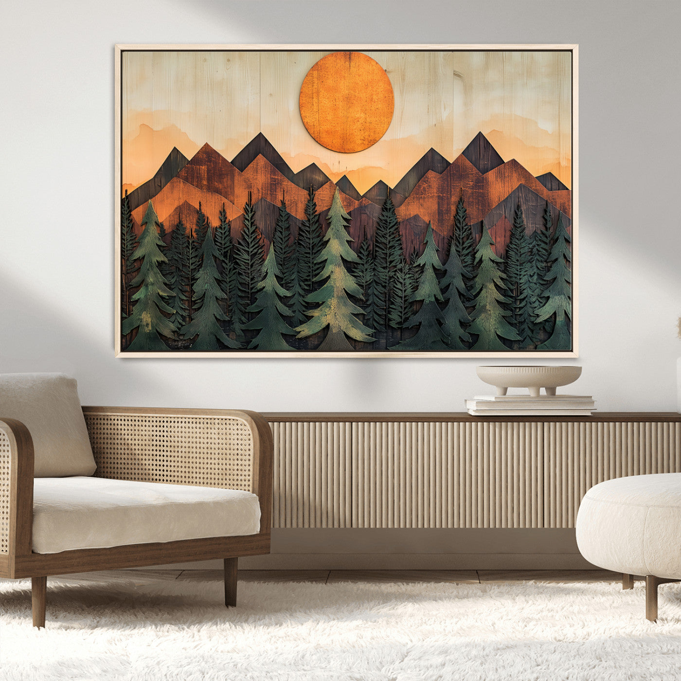 MGV-FC-36X24 - Sunset Mountain Landscape Canvas Wall Art Print - Nature Decor for Living Room, Office