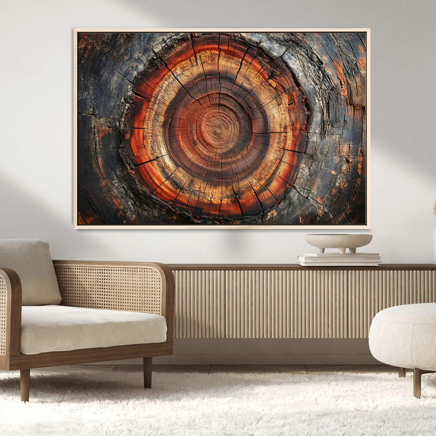 MGV-FC-36X24 - Wood Grain Canvas Wall Art - Framed Abstract Tree Ring Framed Wall Art, Wood Grain Canvas Wall
