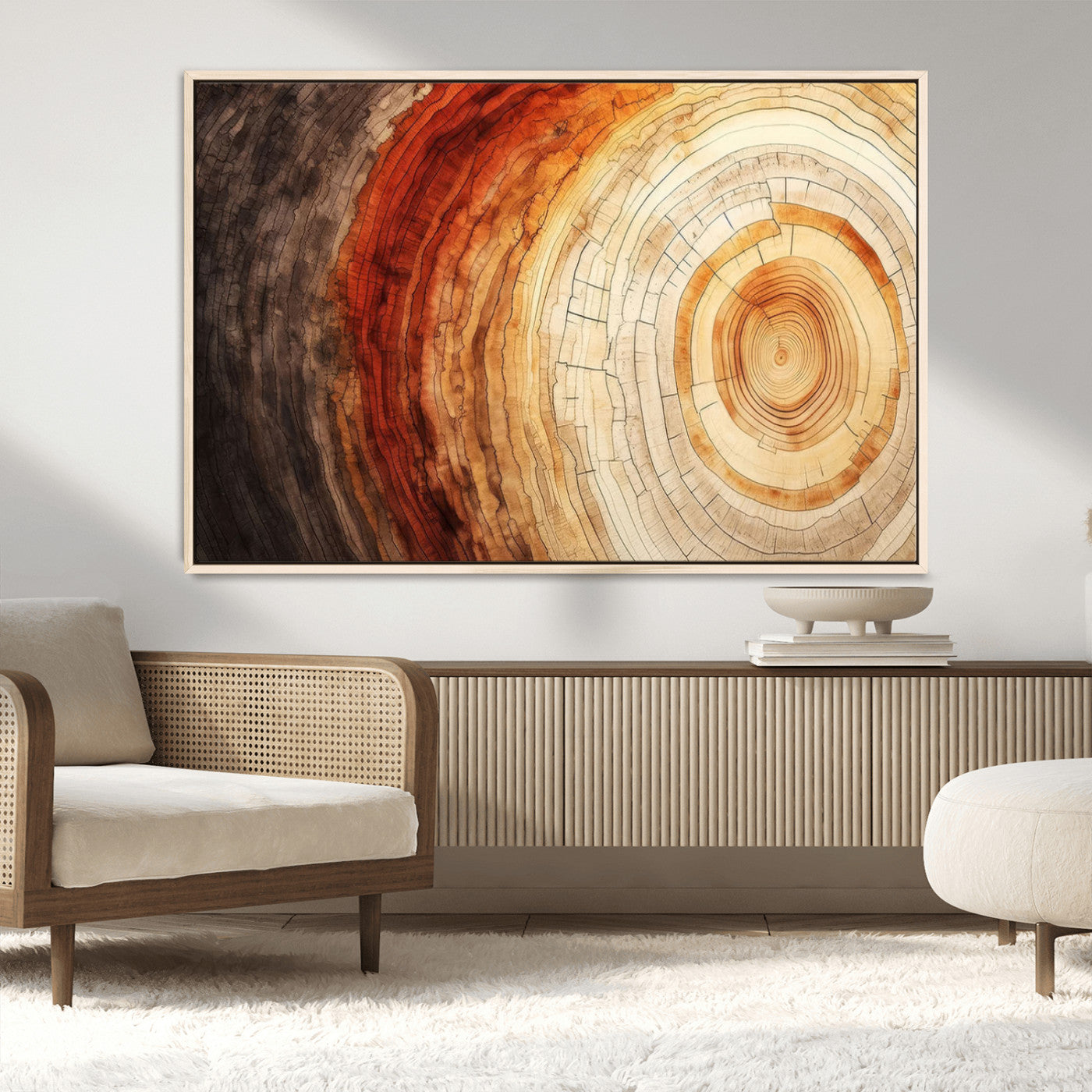MGV-FC-36X24 - Tree Ring Print on Canvas Wall Art, Tree Stump Print, Wood Wall Art Living Room, Abstract Natural