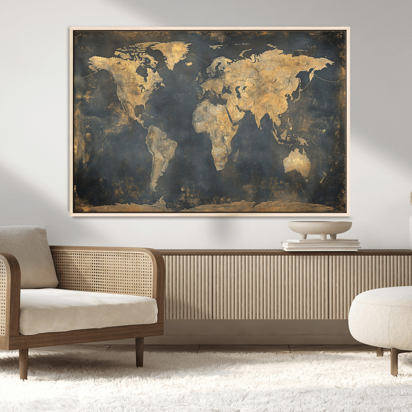 MGV-FC-36X24 - Push Pin World Map Canvas Print – Framed Wall Art for Couples to Track Their Travels – Anniversary