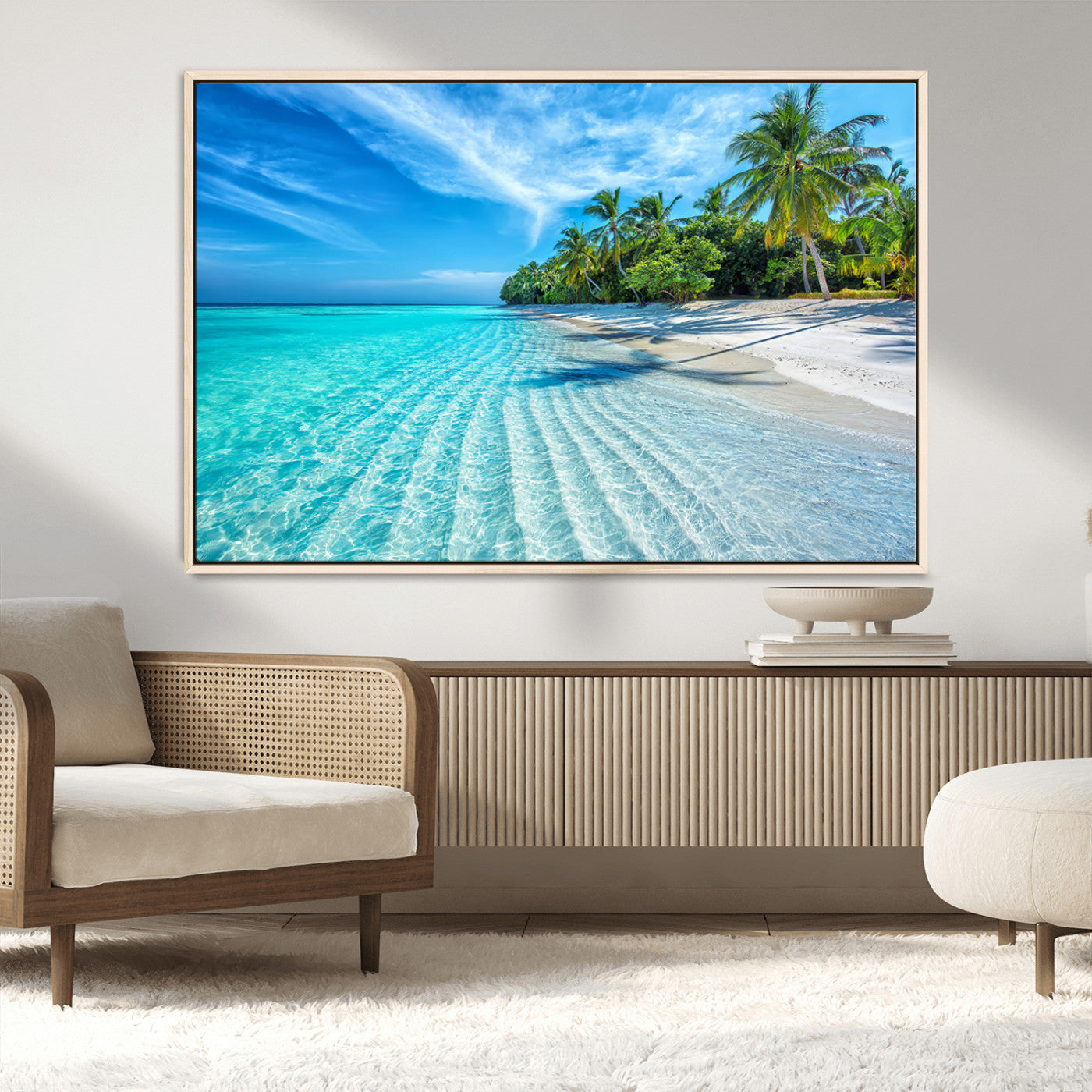 MGV-FC-36X24 - Tropical Beach Wall Art Canvas Print - Serene Ocean Landscape with Crystal Clear Turquoise Water and