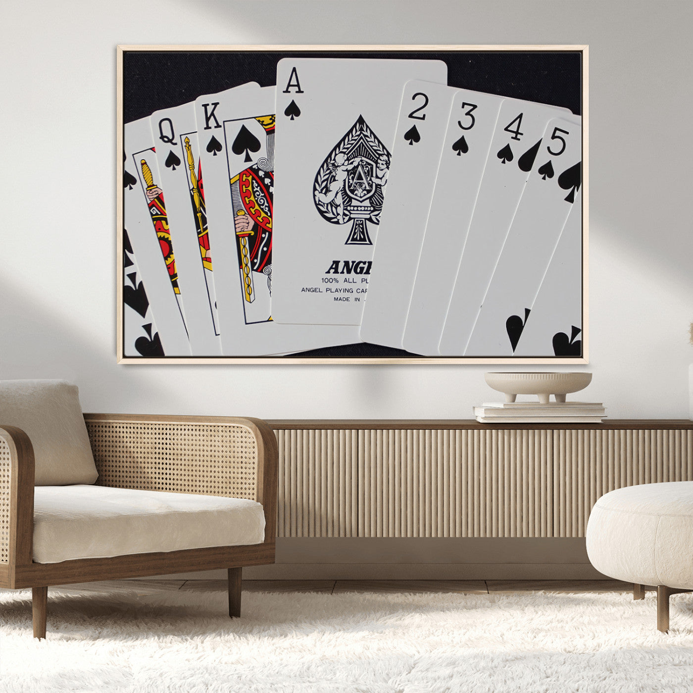 MGV-FC-36X24 - Poker Wall Art - Playing Cards Canvas Wall Art Print - Ace of Spades and Royal Flush Design, Perfect