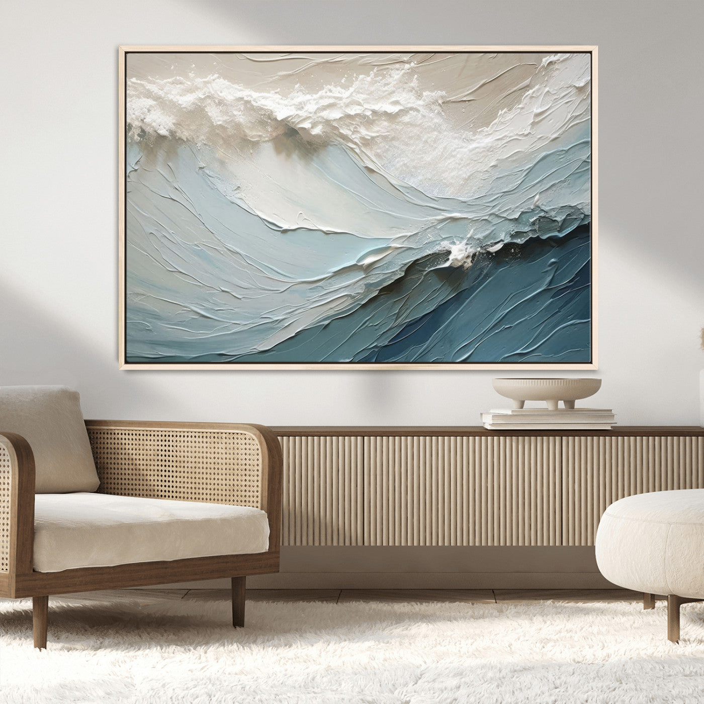 MGV-FC-36X24 - Waves Abstract Wall Art Print, Modern Framed Abstract Canvas Print, Abstract Painting for Living