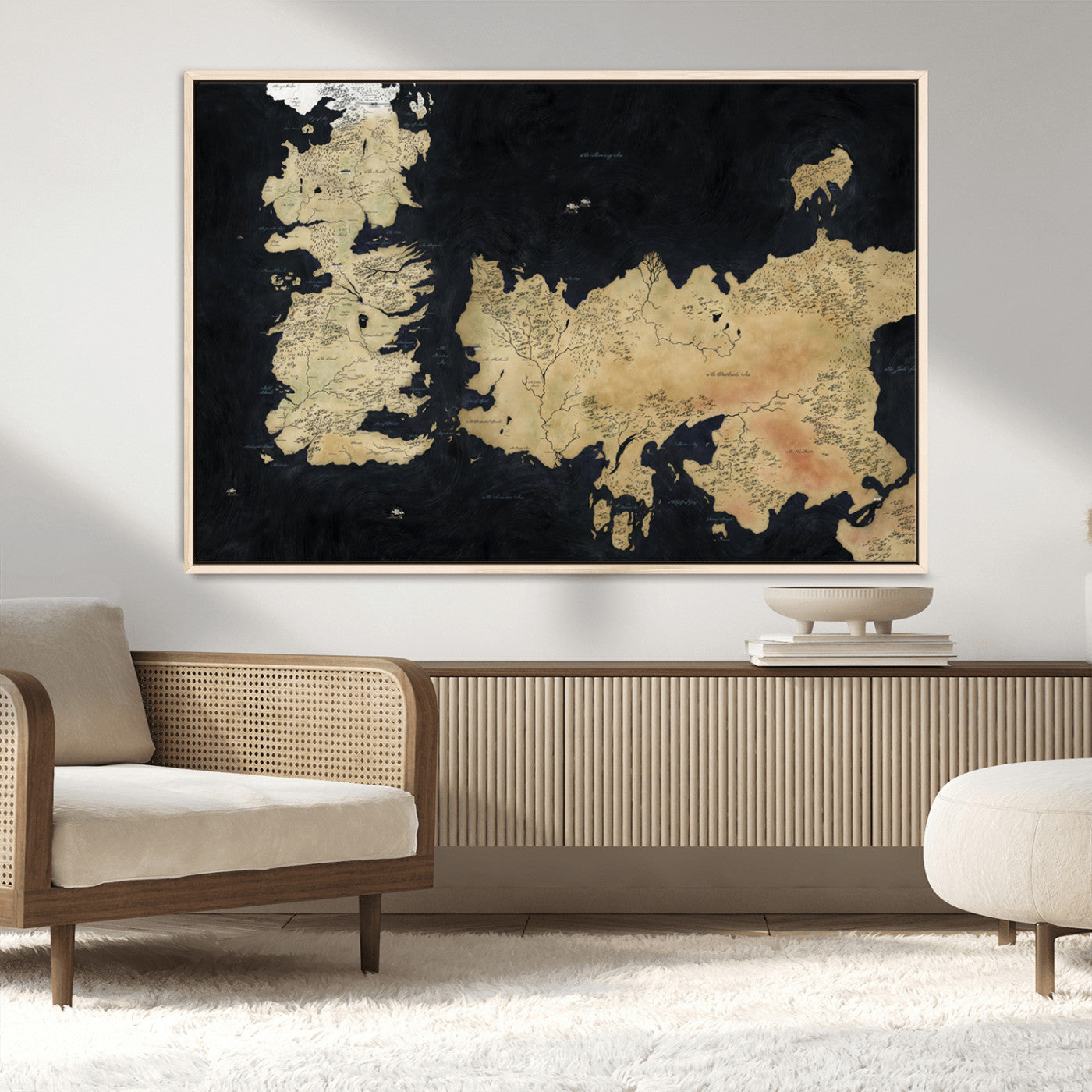 MGV-FC-36X24 - Push Pin World Map Canvas Print – Framed Wall Art for Couples to Track Their Travels – Anniversary