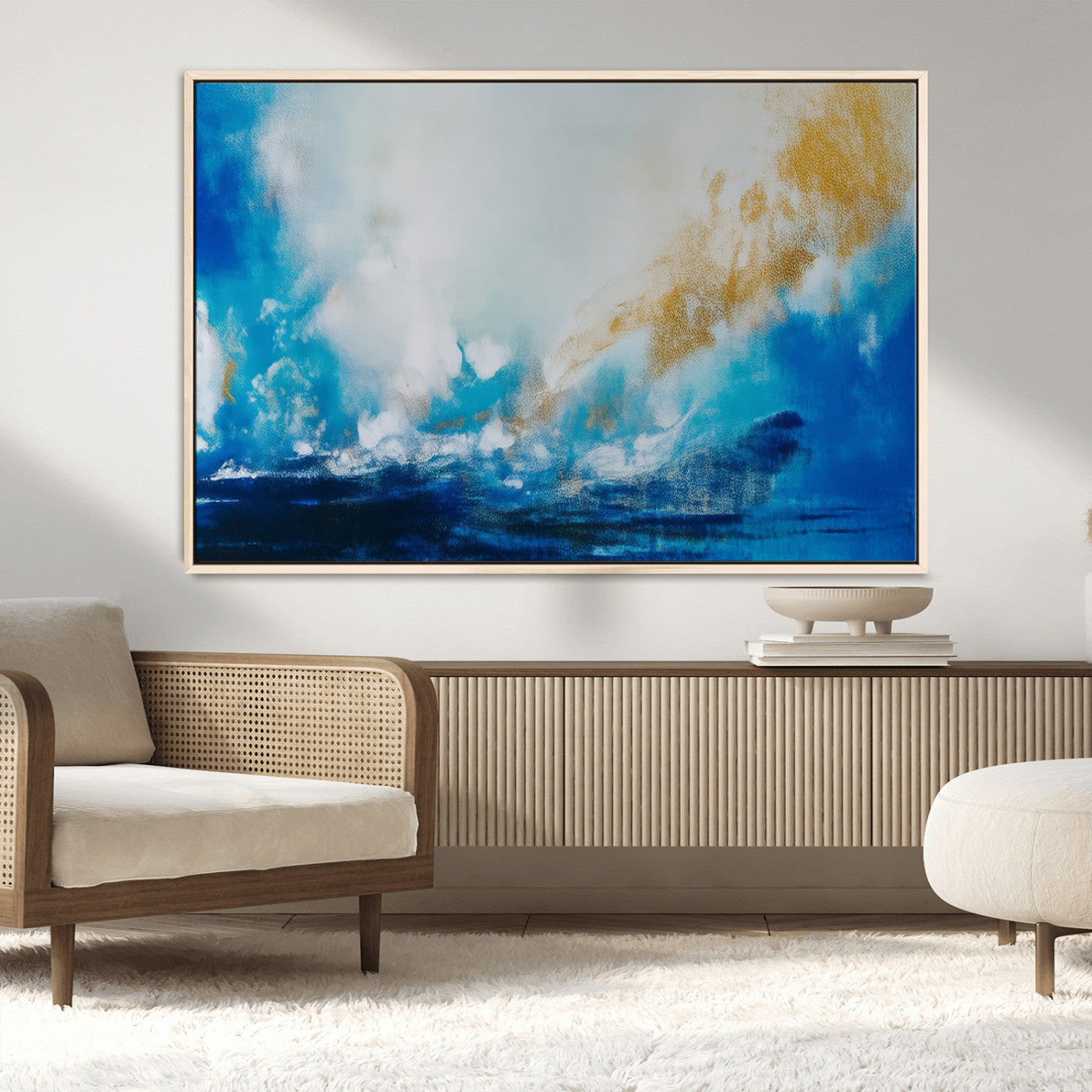 MGV-FC-36X24 - Blue Abstract Print - Dynamic Ocean-Inspired Canvas Wall Art