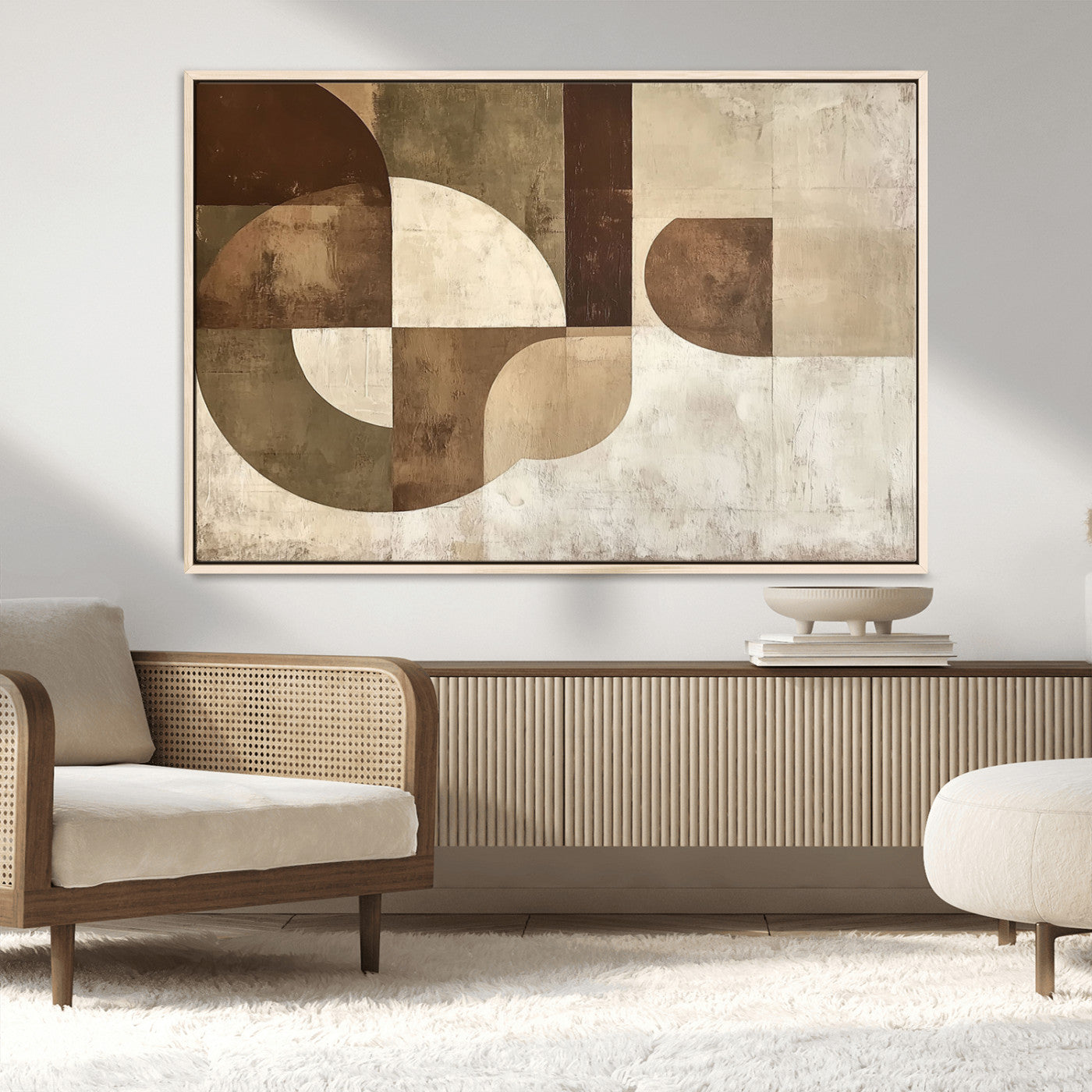 MGV-FC-36X24 - Wabi Sabi Geometric Wall Art | Abstract Modern Minimalist Canvas Print with Neutral Mid Century Art
