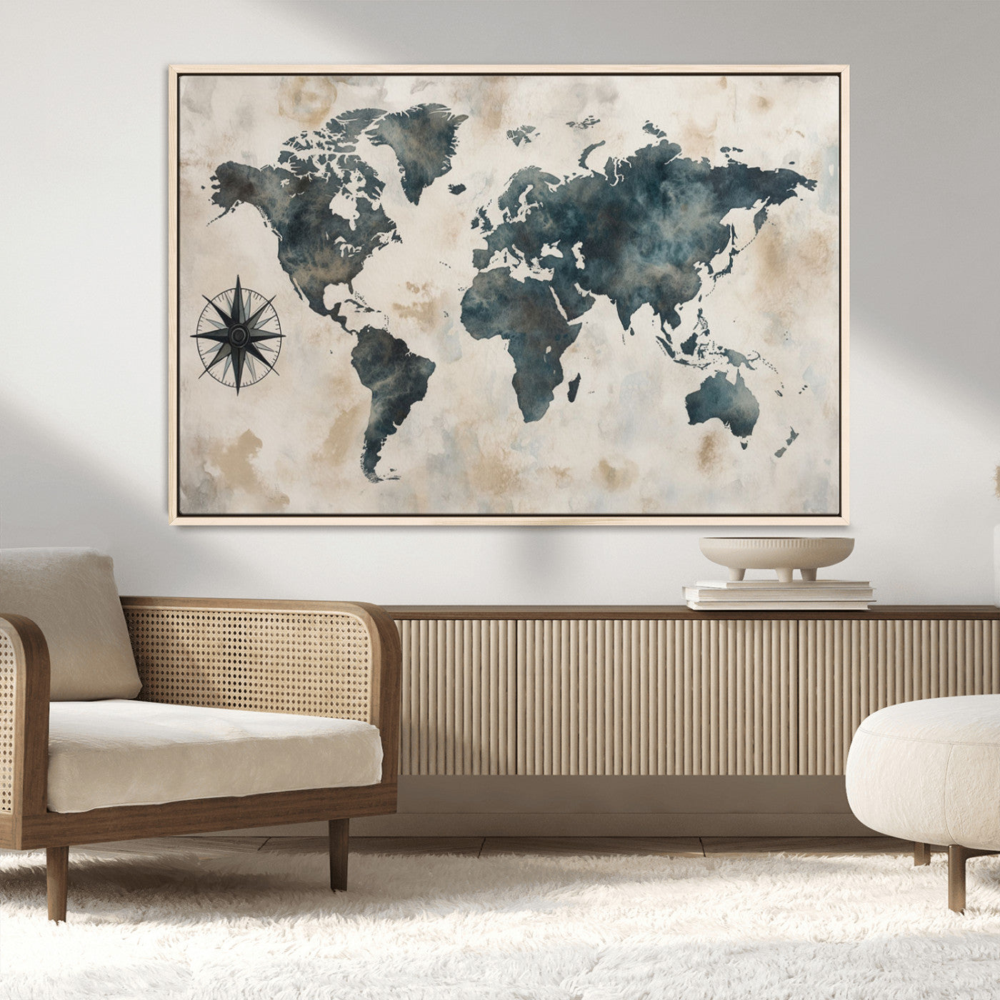 MGV-FC-36X24 - Push Pin World Map Canvas Print – Framed Wall Art for Couples to Track Their Travels – Anniversary