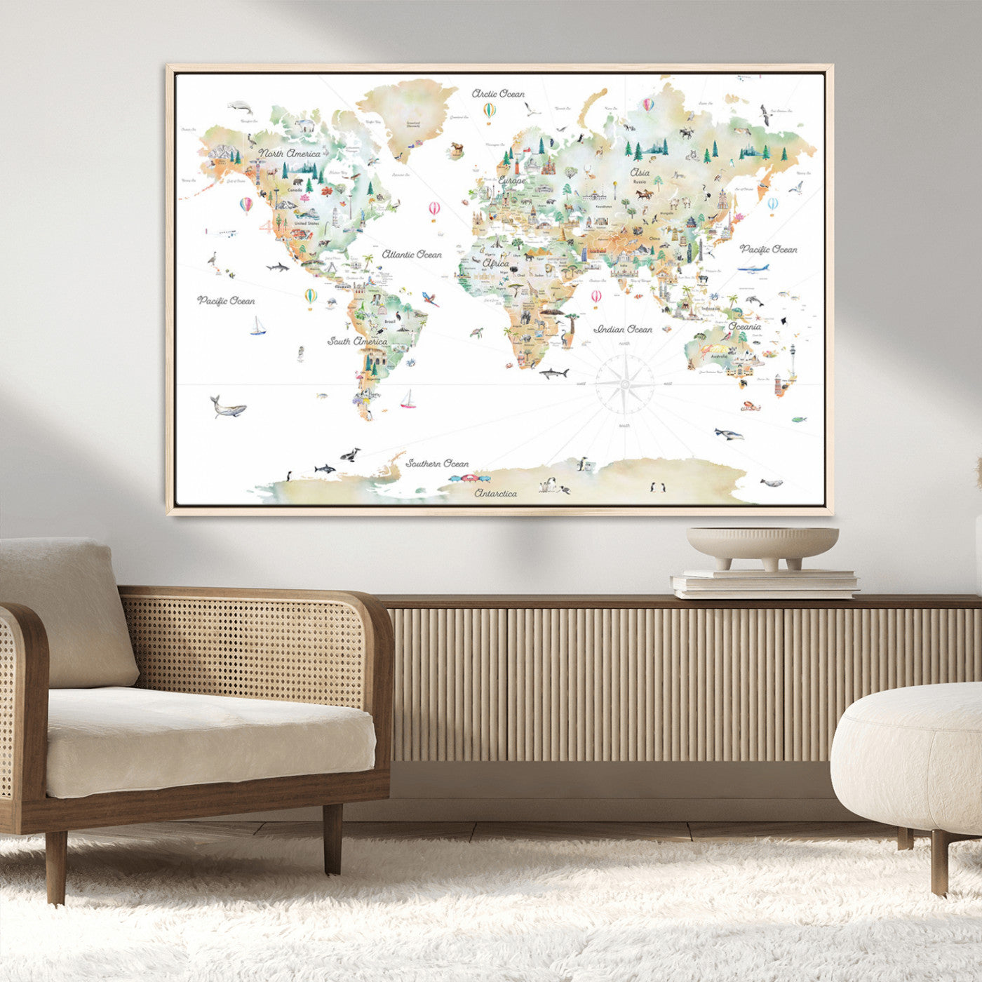 MGV-FC-36X24 - Push Pin World Map Canvas Print – Framed Wall Art for Couples to Track Their Travels – Anniversary