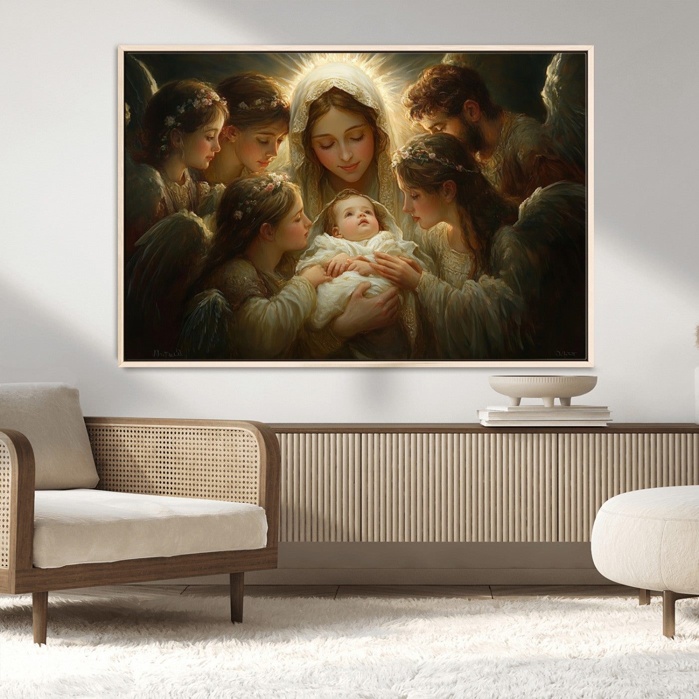 MGV-FC-36X24 - Mary Jesus Canvas Wall Art Print - Madonna and Child with Apostles Art Print - Classic Christian
