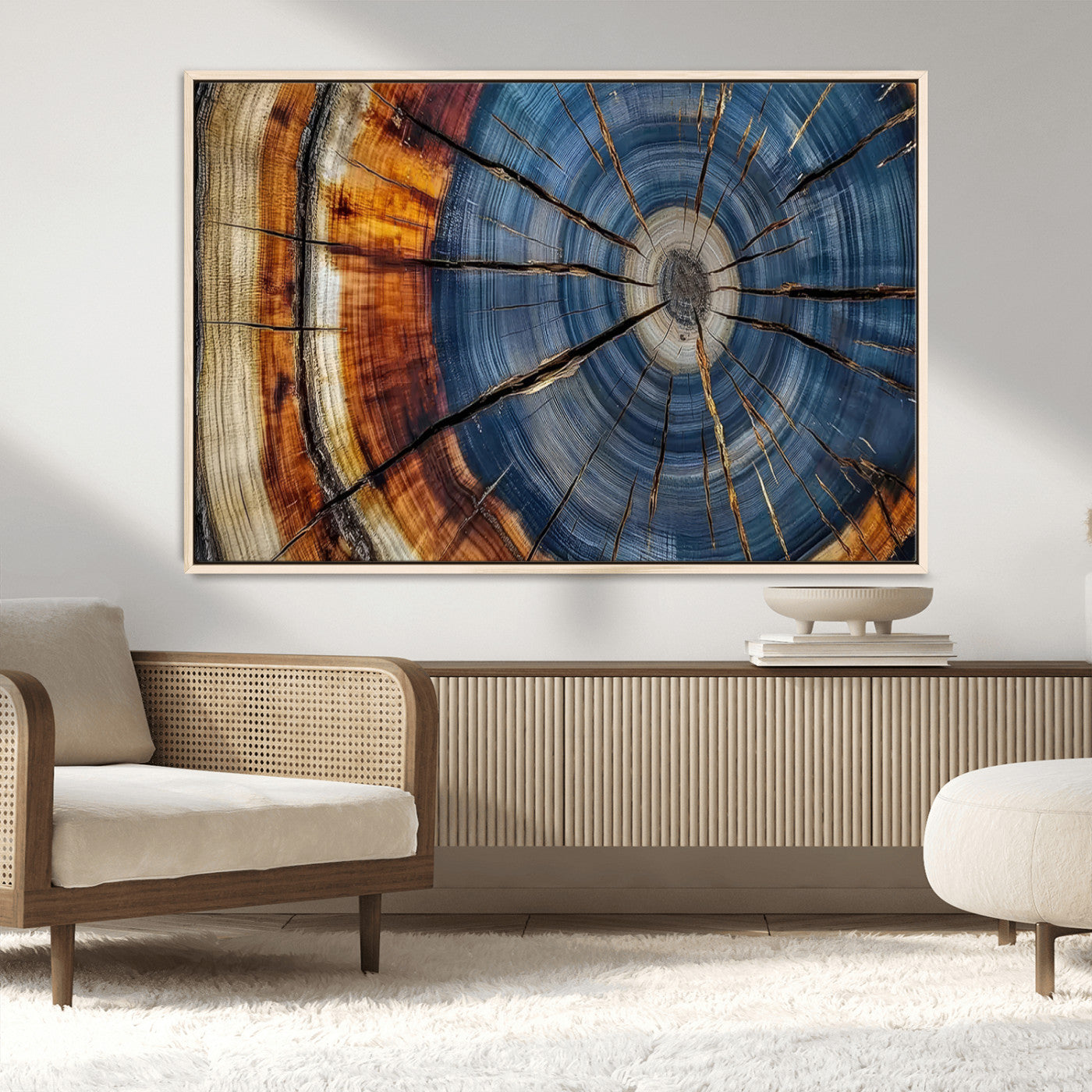 MGV-FC-36X24 - Abstract Tree Rings Canvas Wall Art - Wood Grain Canvas Print - Nature-Inspired Modern Wood Grain