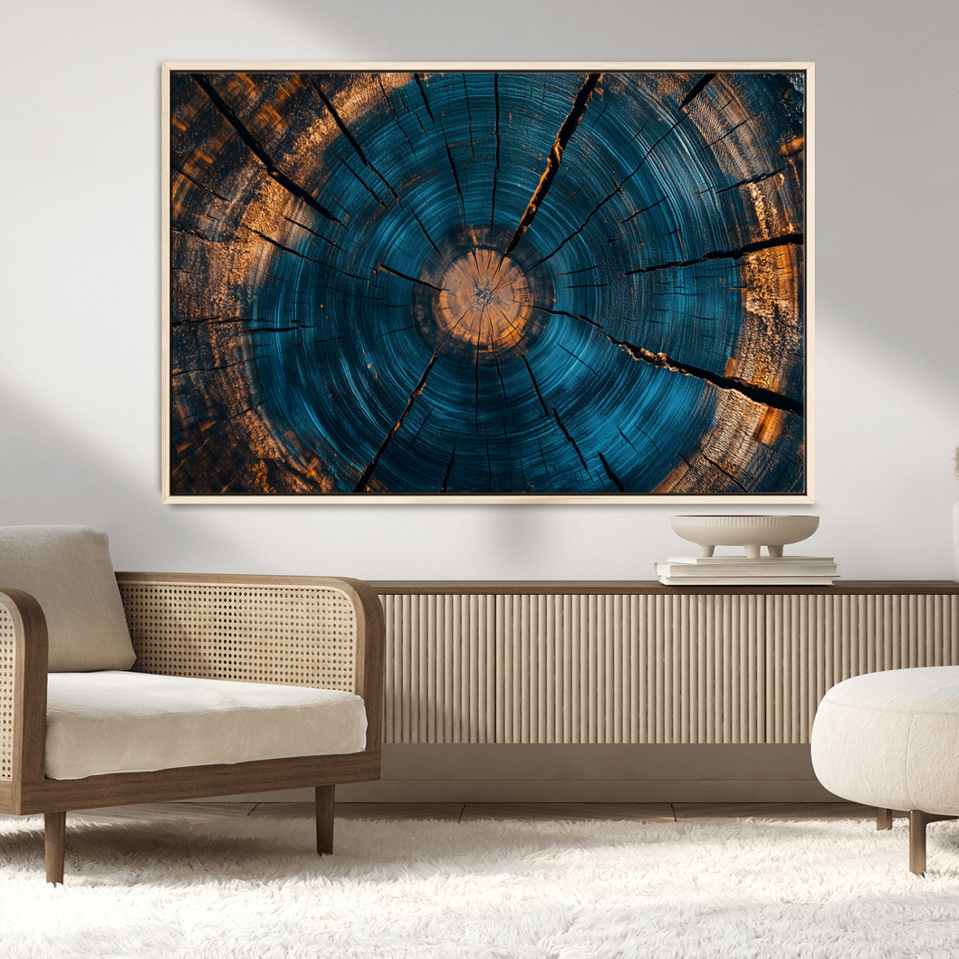 MGV-FC-36X24 - Abstract Tree Rings Wall Art Canvas Print - Wood Grain Rings Artwork Print - Nature Woodland Modern