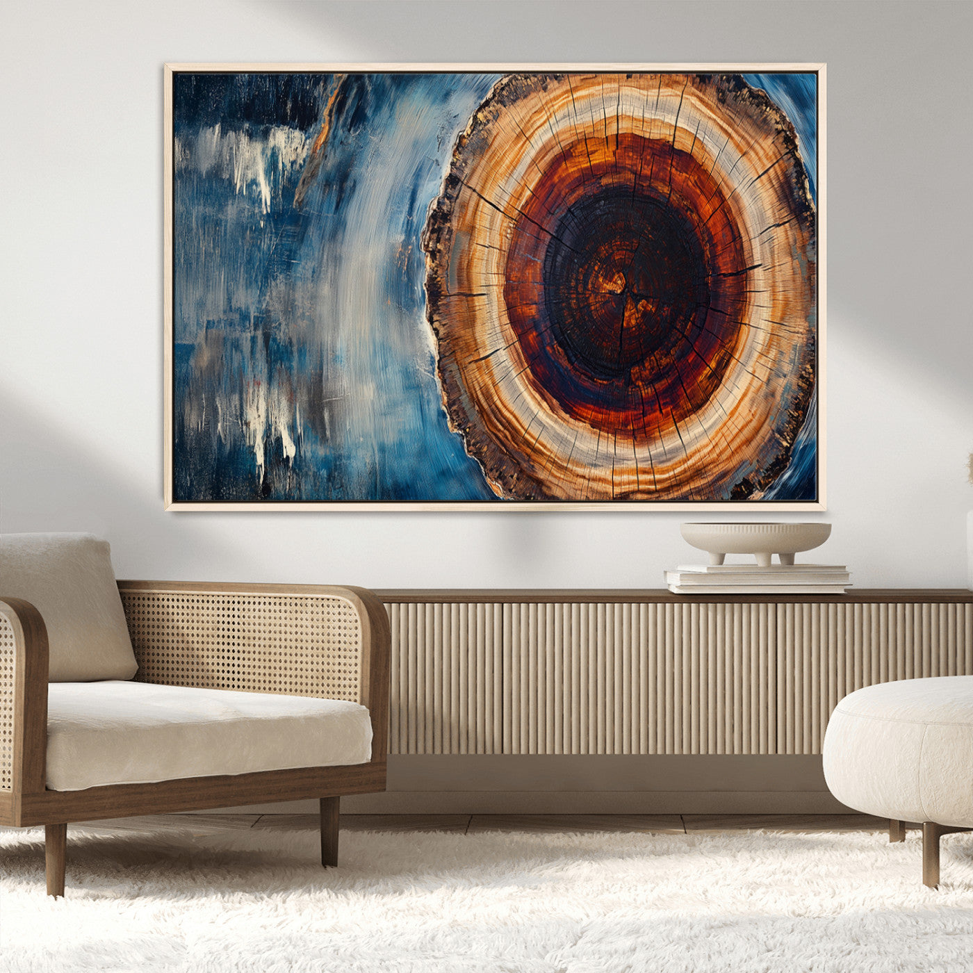 MGV-FC-36X24 - Abstract Tree Rings Wall Art Canvas Print - Wood Grain Rings Canvas Print - Nature Woodland Wall