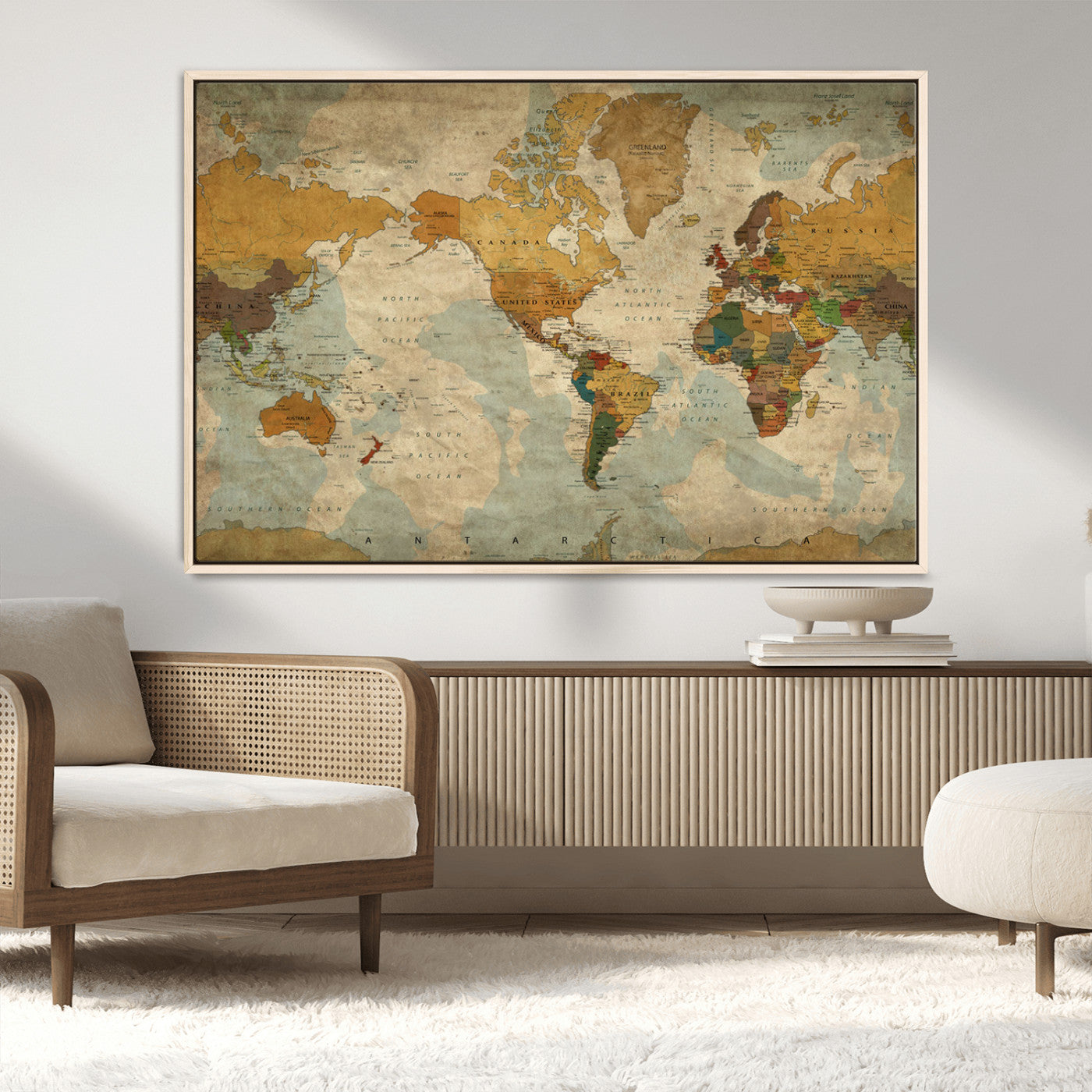 MGV-FC-36X24 - Push Pin World Map Canvas Print – Framed Wall Art for Couples to Track Their Travels – Anniversary