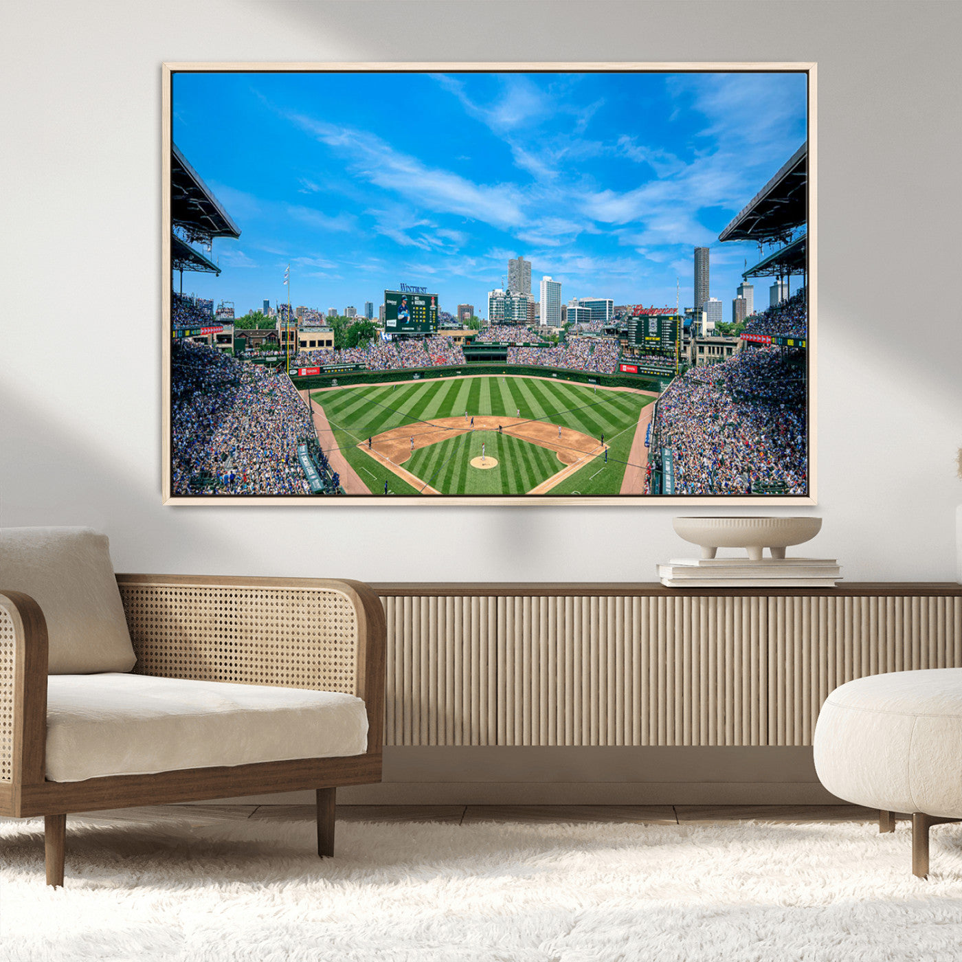 MGV-FC-36X24 - Wrigley Field Chicago Cubs Panoramic Art Multi Piece Canvas - Iconic Baseball Stadium Print for