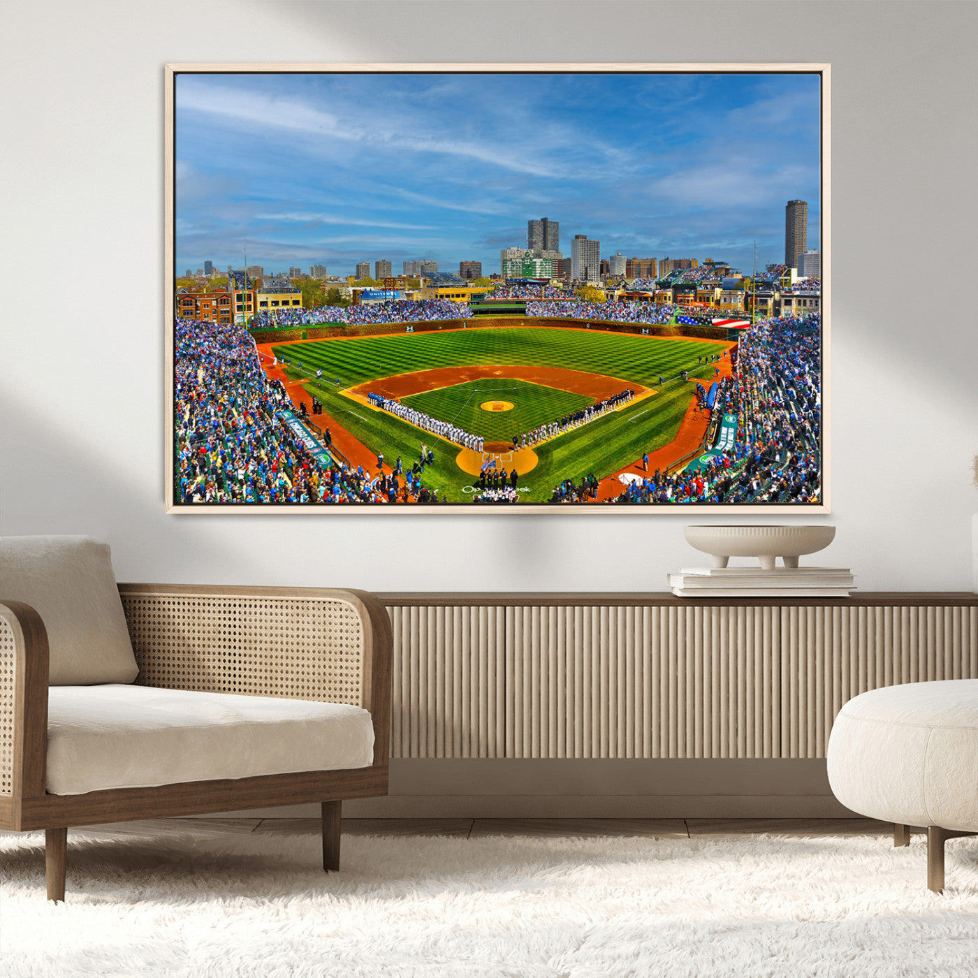 MGV-FC-36X24 - Wrigley Field Chicago Cubs Panoramic Multi Piece Canvas Wall Art - Iconic Baseball Stadium Canvas