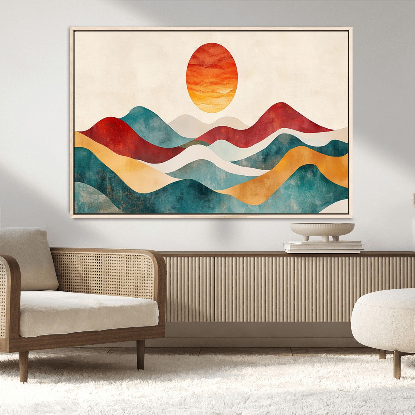 MGV-FC-36X24 - Southwest Mountain Canvas - Boho Triptych Wall Art - Rustic Woodland Nursery Decor - Abstract Nature