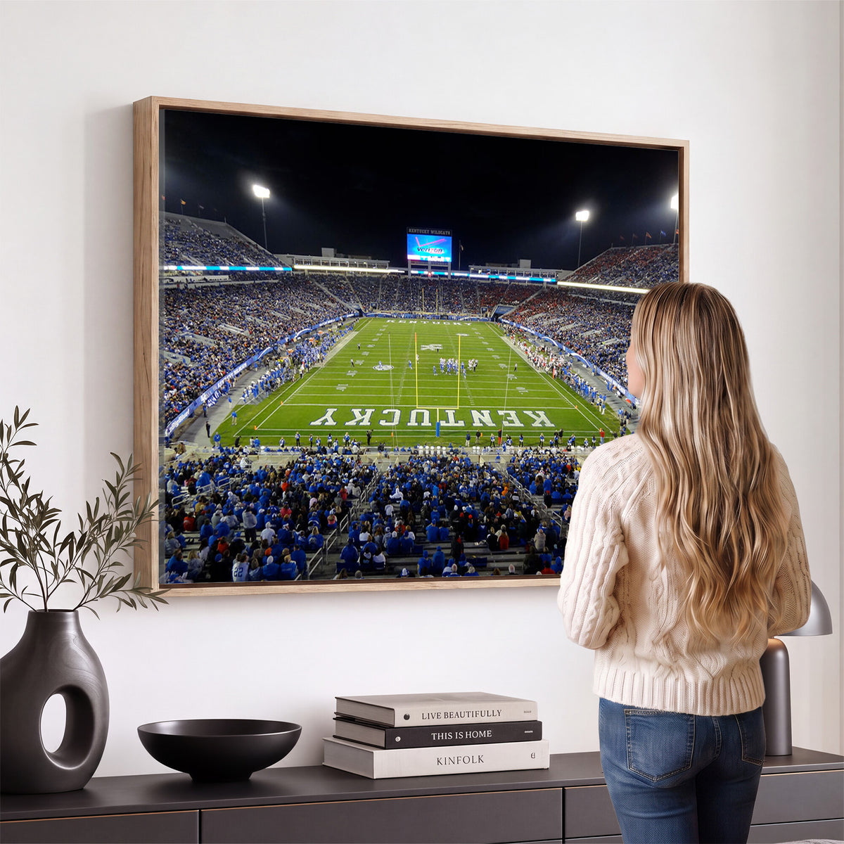 14304-MGV-CV-36X24 - Kroger Field Canvas Wall Art, Kentucky Stadium Wall Art, Framed and Ready to Hang
