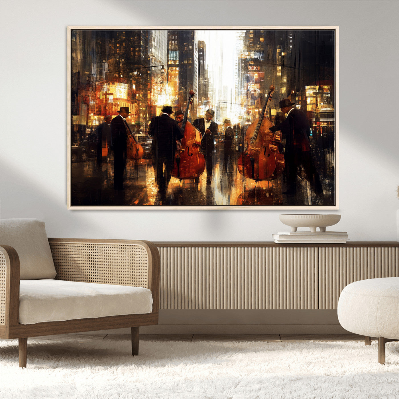 MGV-FC-36X24 - Abstract Jazz Art Wall Art Canvas Print - Framed Abstract Music Canvas - Colorful Instrument Poster