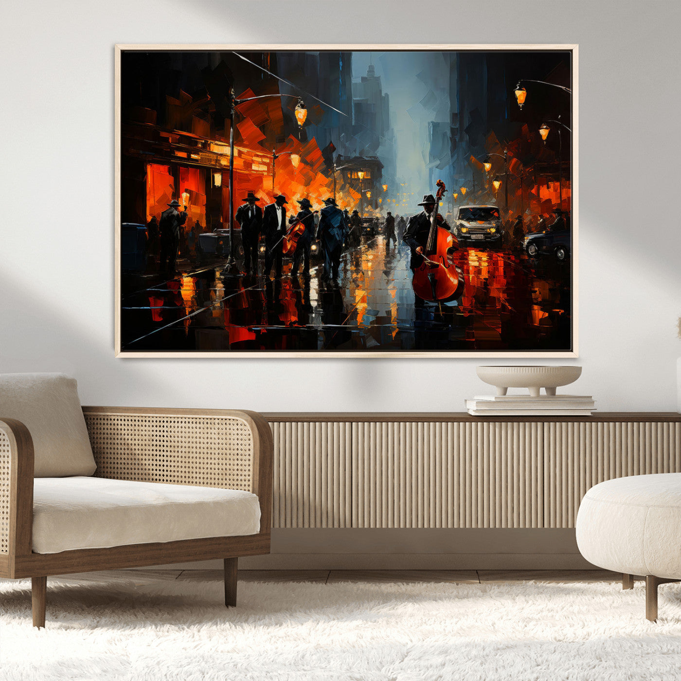 MGV-FC-36X24 - Winston Porter Jazz Wall Art - African American Music Canvas - Abstract Colorful Music Art - Framed