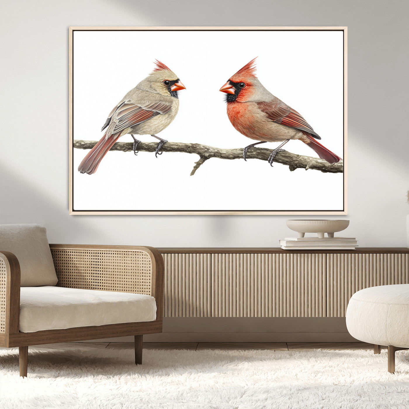MGV-FC-36X24 - Cardinal Canvas Wall Art - Male and Female Cardinal Print - Nature-Inspired Bird Wall Decor for Home